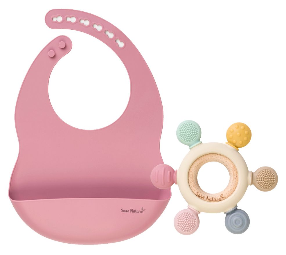 Saro Silicone Bib and Sensory Teether Set