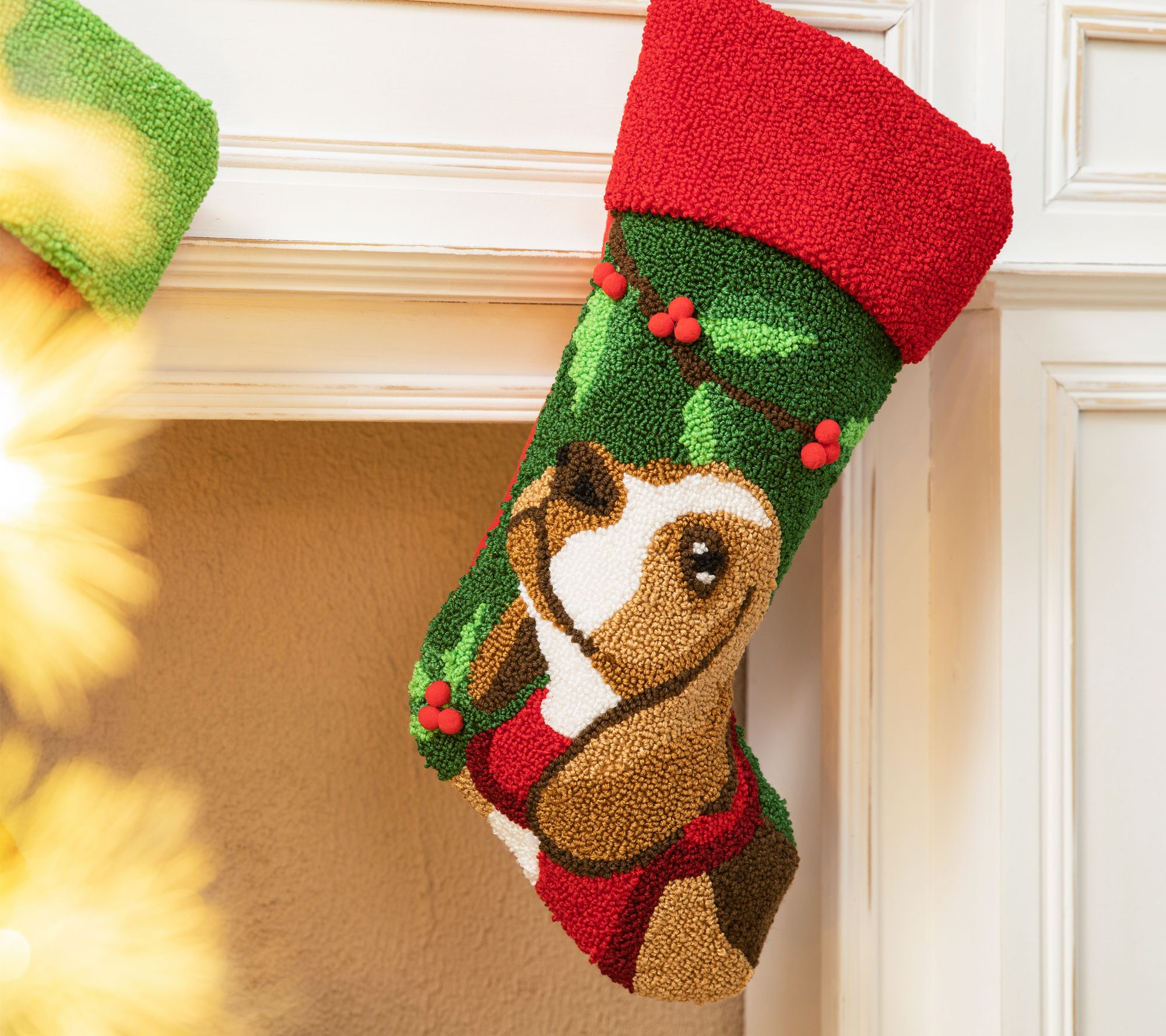 Glitzhome 20.5"L Dog Hooked Christmas Stocking