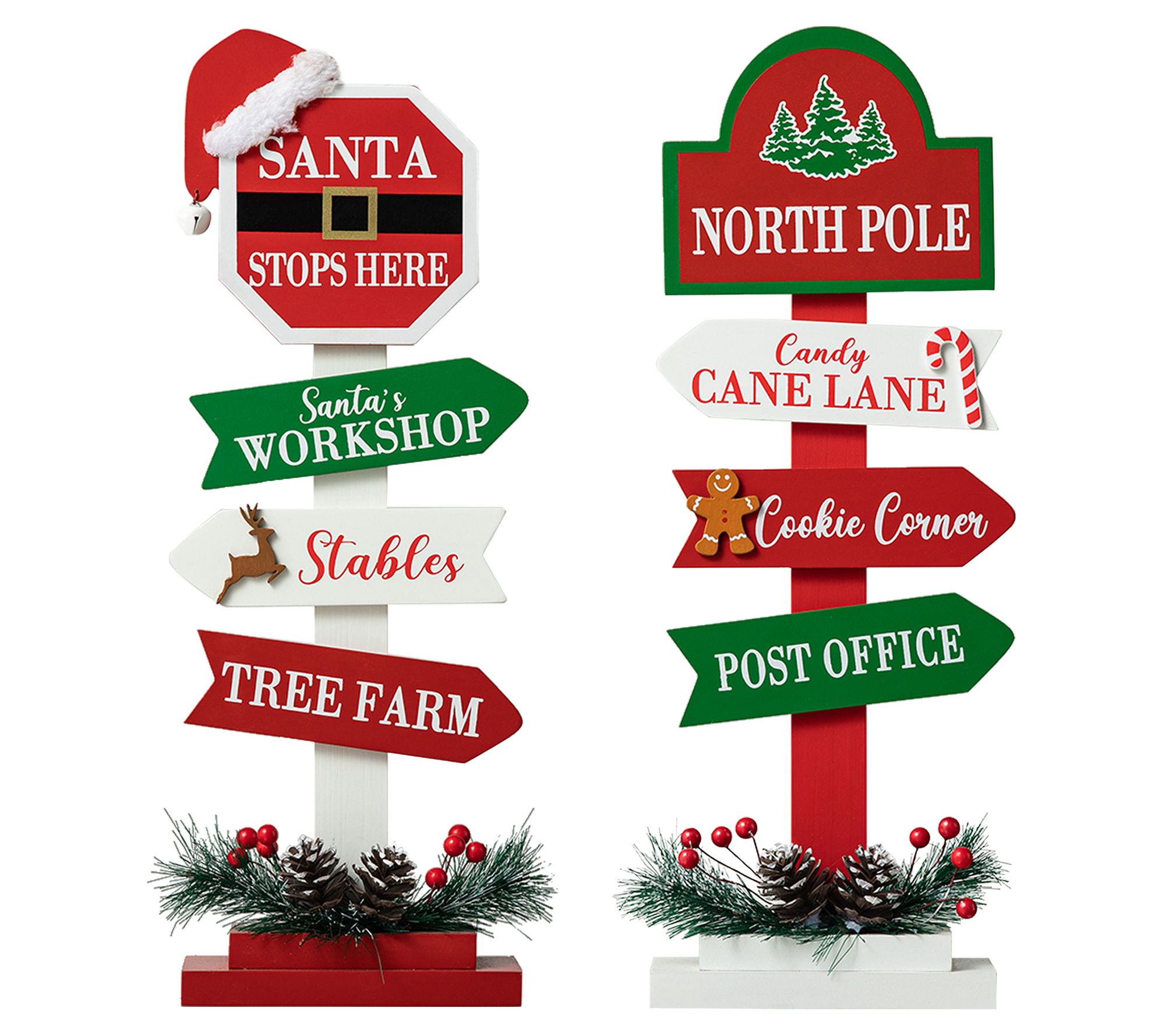 Glitzhome 16.5"H Set of 2 Christmas Wooden Sign s Table Decor