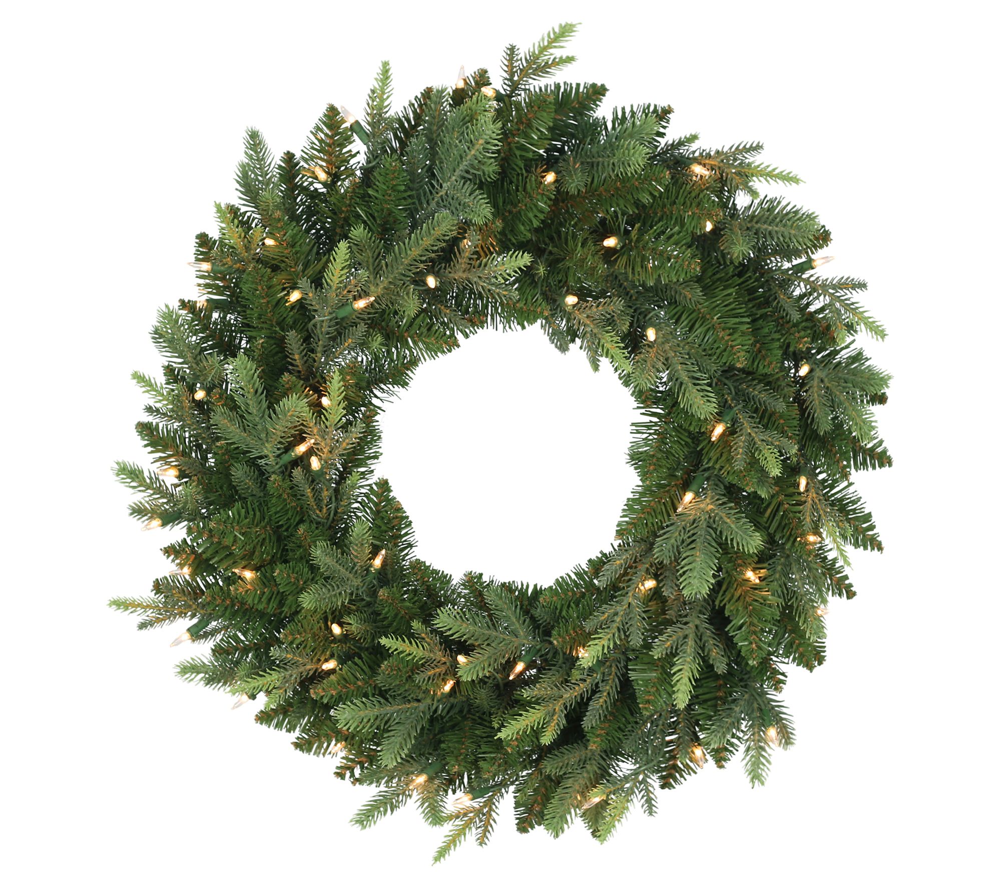 Puleo 24" Pre-Lit Balsam Fir Wreath 300 Tips 50  Clear Lights