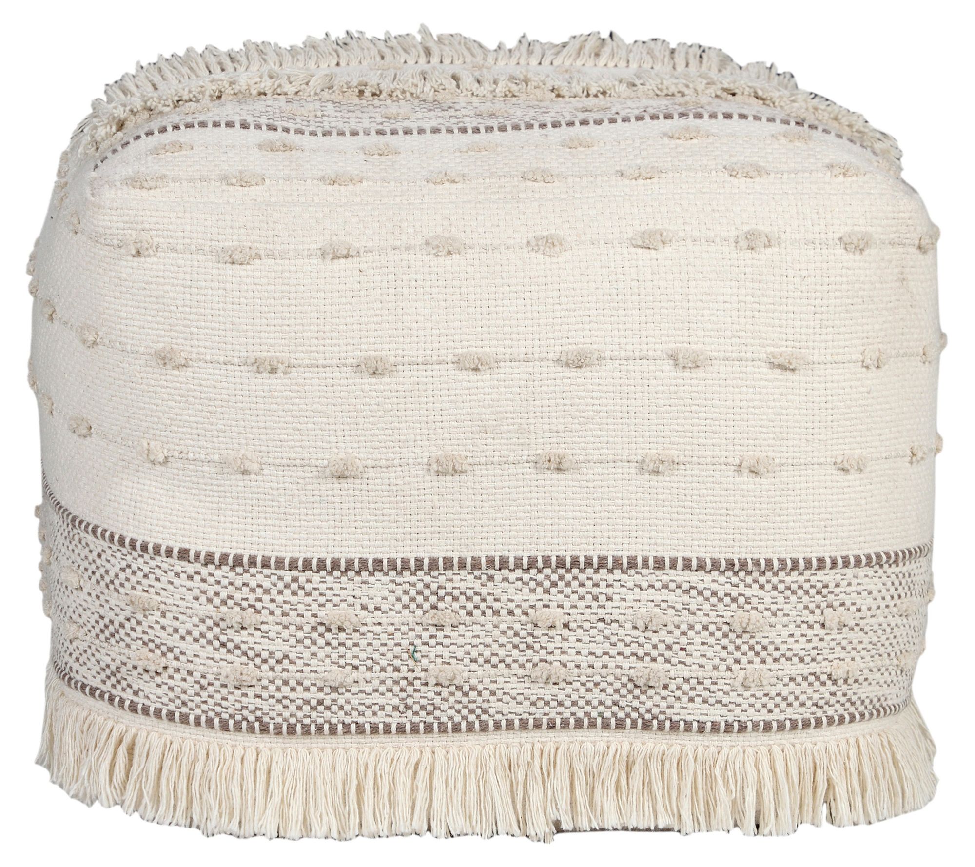 Ox Bay Striped Hand-Woven Cotton Ottoman Pouf