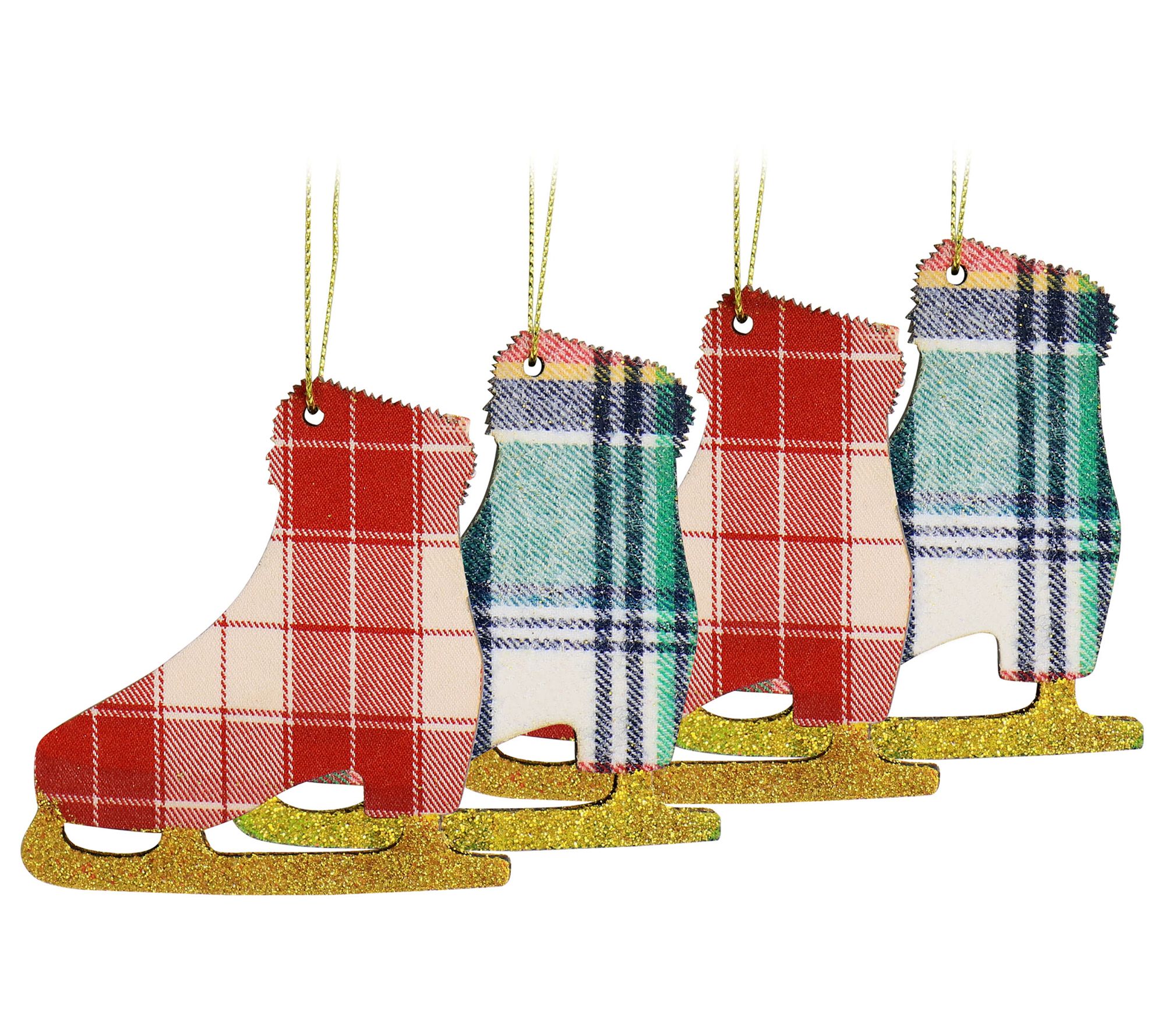 Martha Stewart Holiday Ice Skate Ornament 4 Piece Set