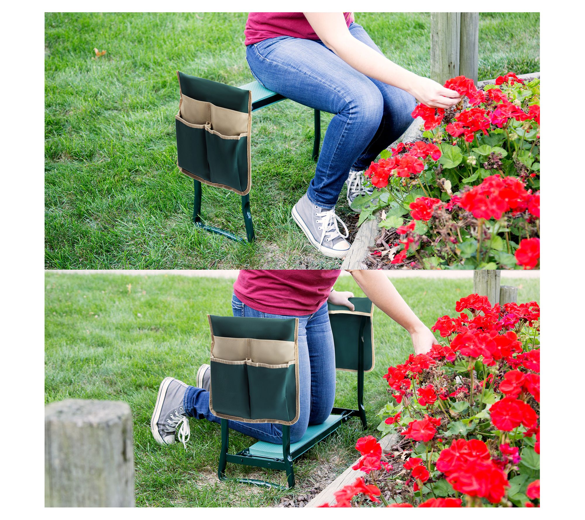 Pure Garden Kneeler 2-in-1 Foldable Kneeling Pad & Stool