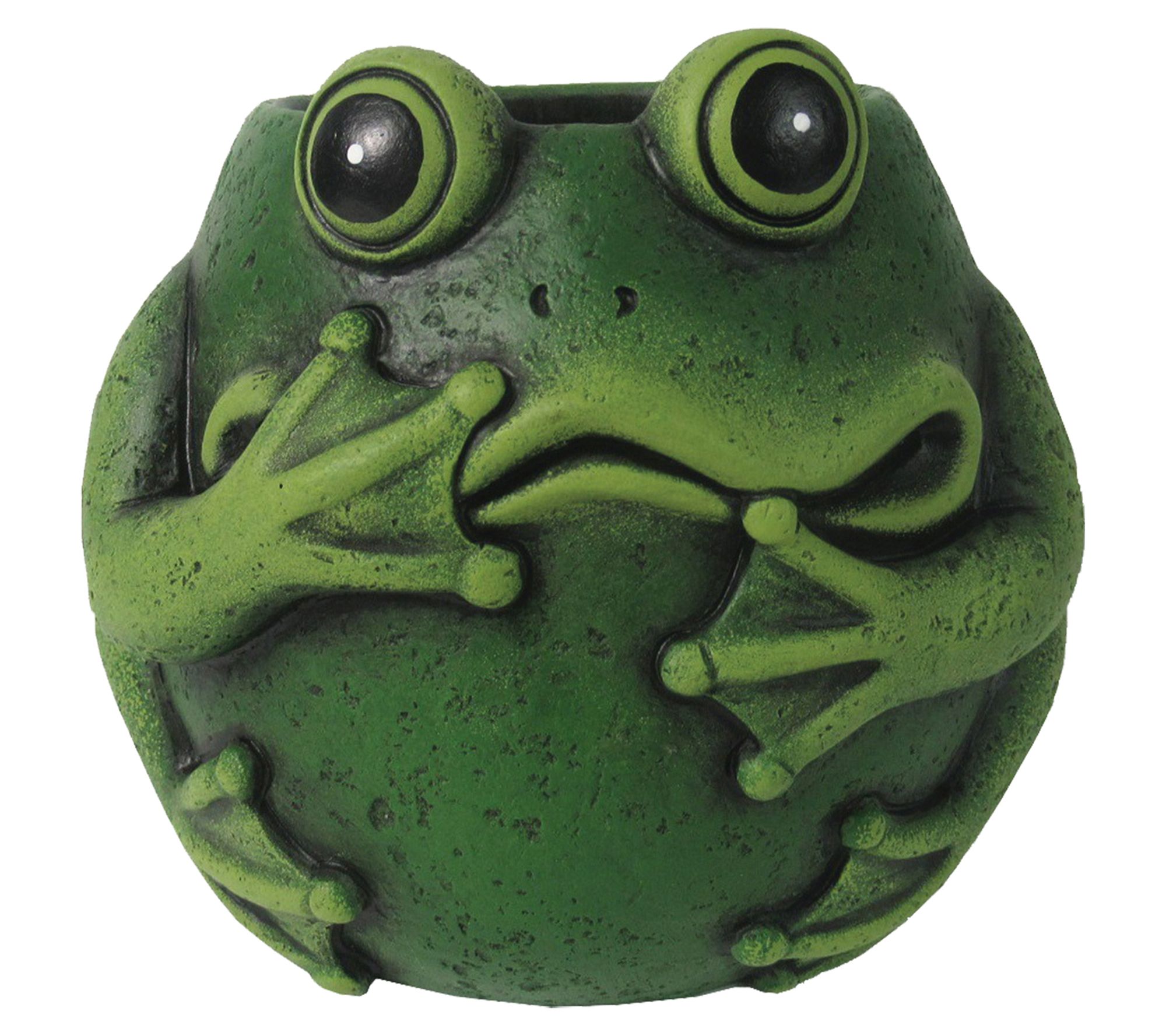 Santa's Workshop 6.4" Cement Round Green Frog Planter
