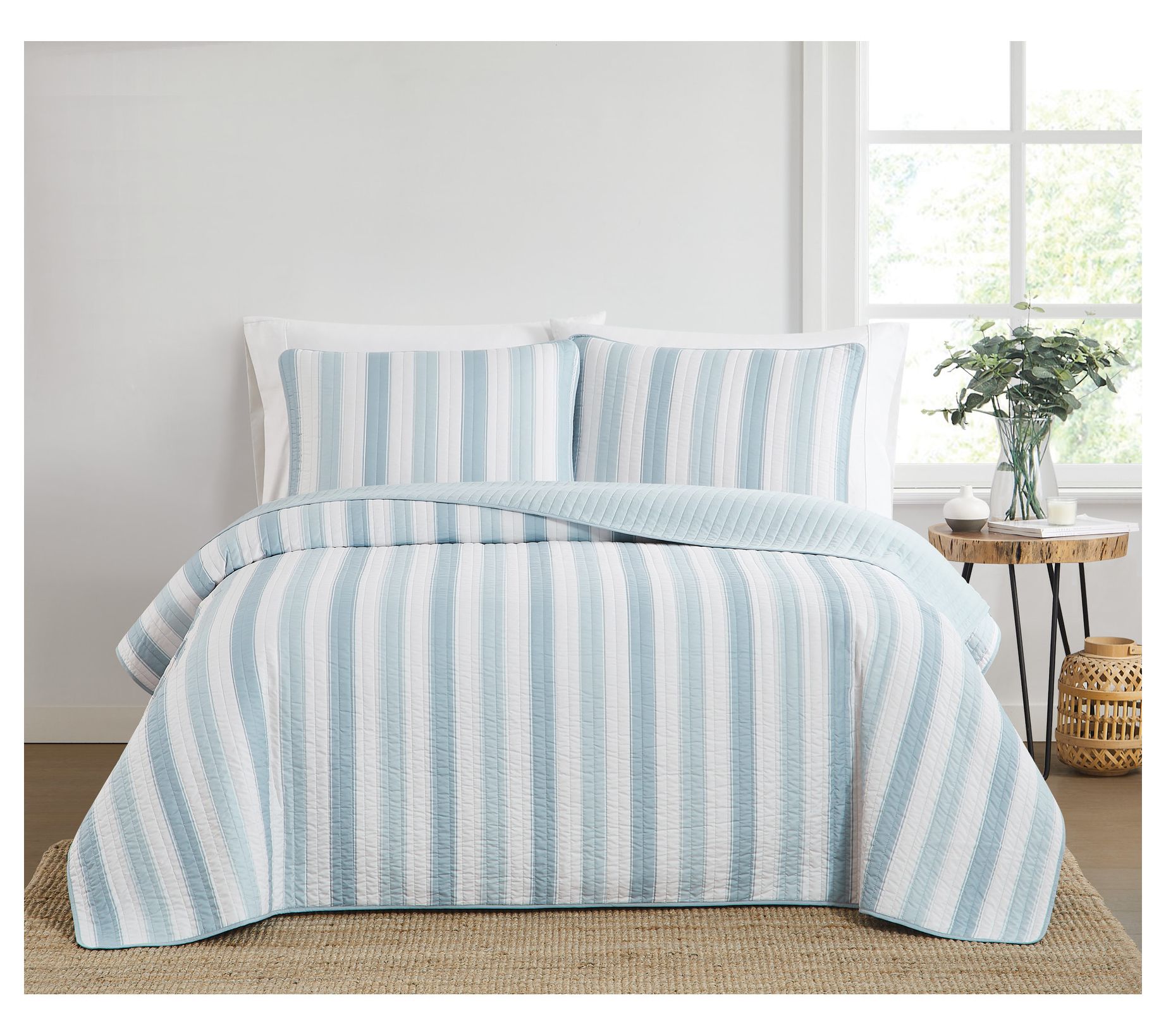 Truly Soft Aiden Stripe King 3 Piece Quilt Set - QVC.com