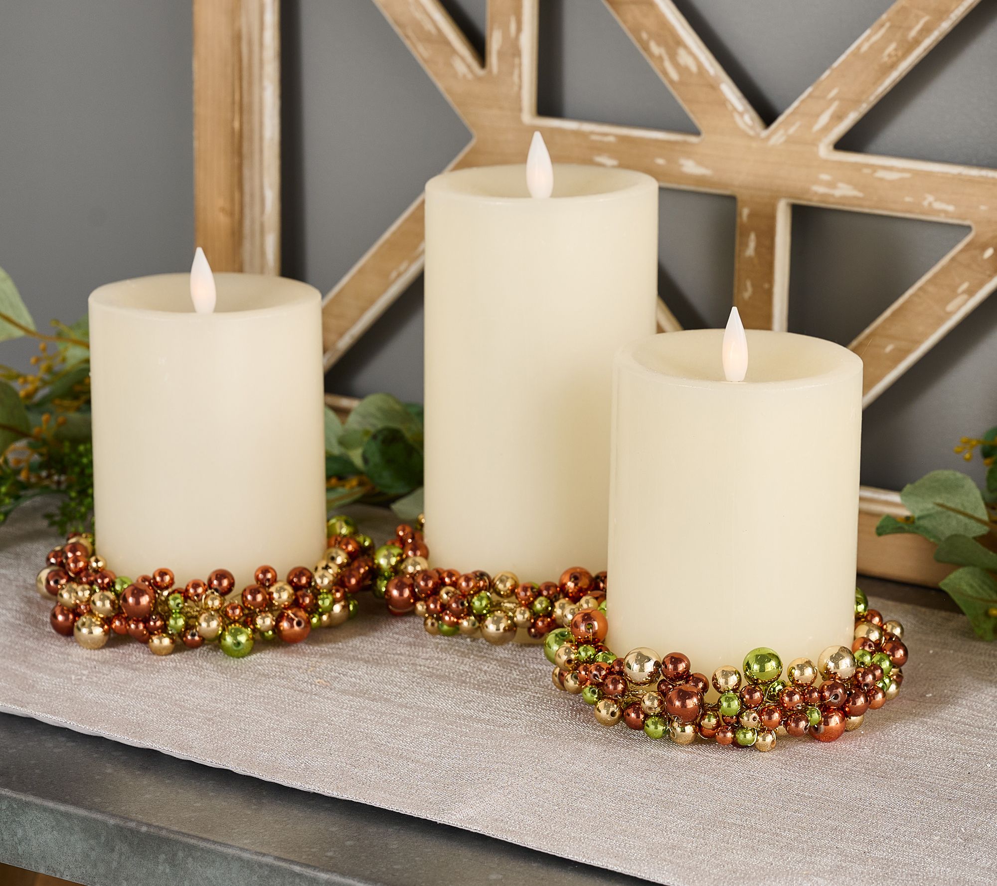 "As Is" Set of 3 High Gloss Multi-Colored Candle Rings by Valerie