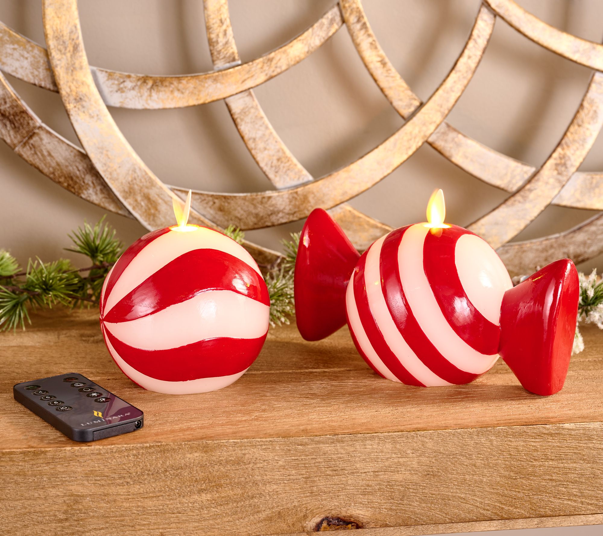 "As Is" Luminara Flameless Set of 2 Holiday Candy Figurals