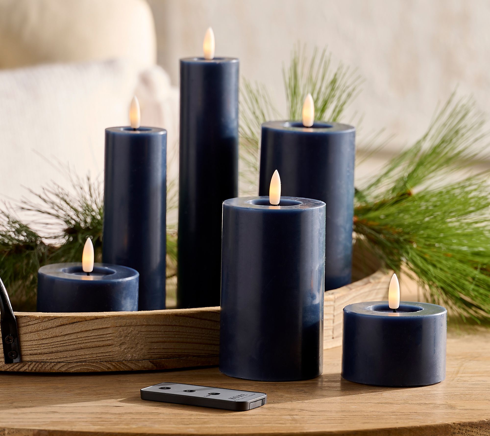 Home Reflections S/6 Flameless Mixed Size Pillar Set