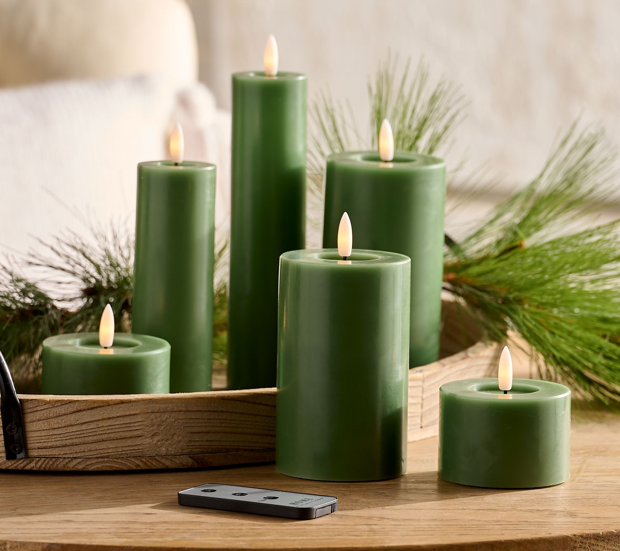 Home Reflections S/6 Flameless Mixed Size Pillar Set