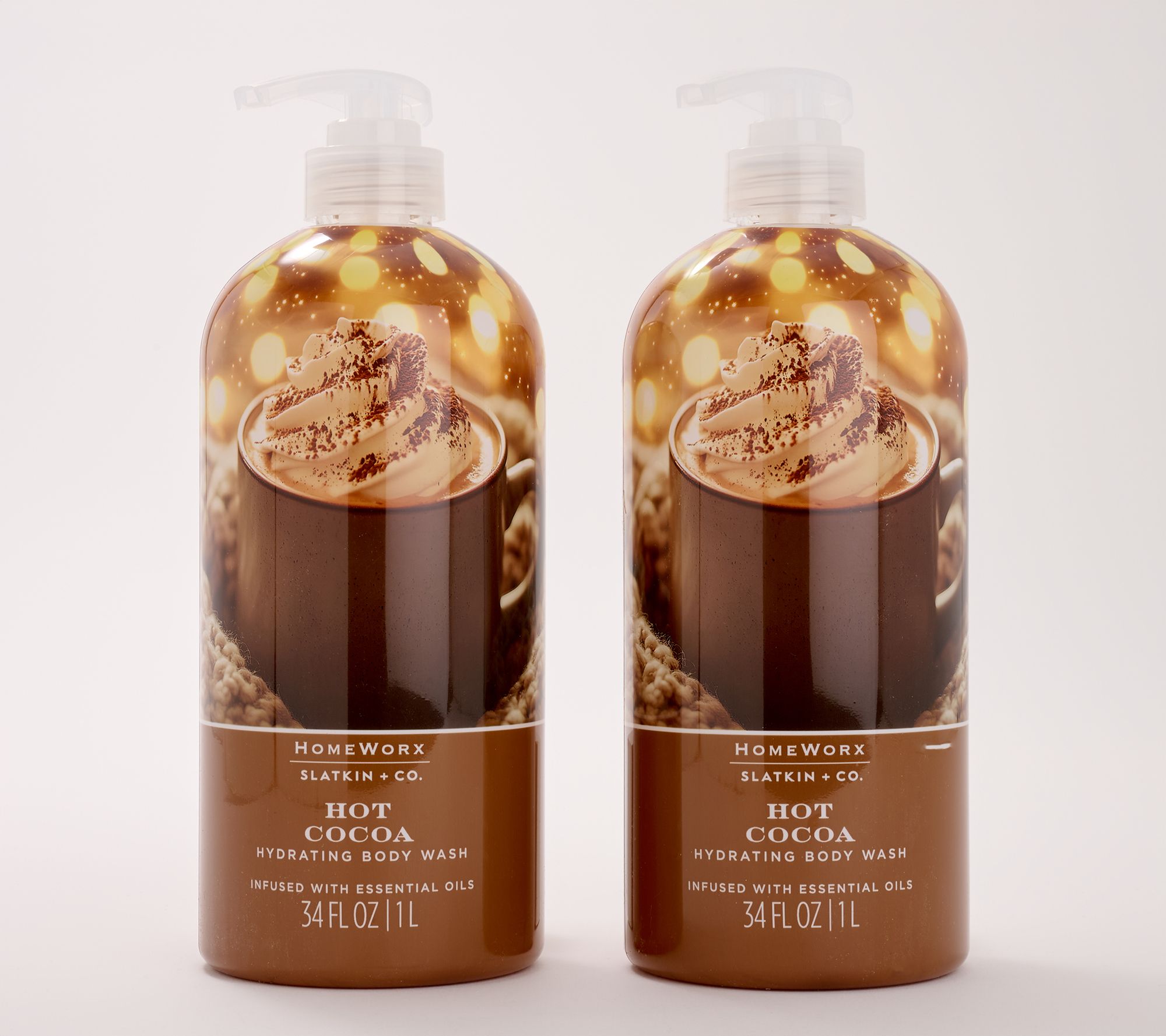 ShWk9/1 HomeWorx by Slatkin + Co. S/2 34oz Body Wash Hot Cocoa