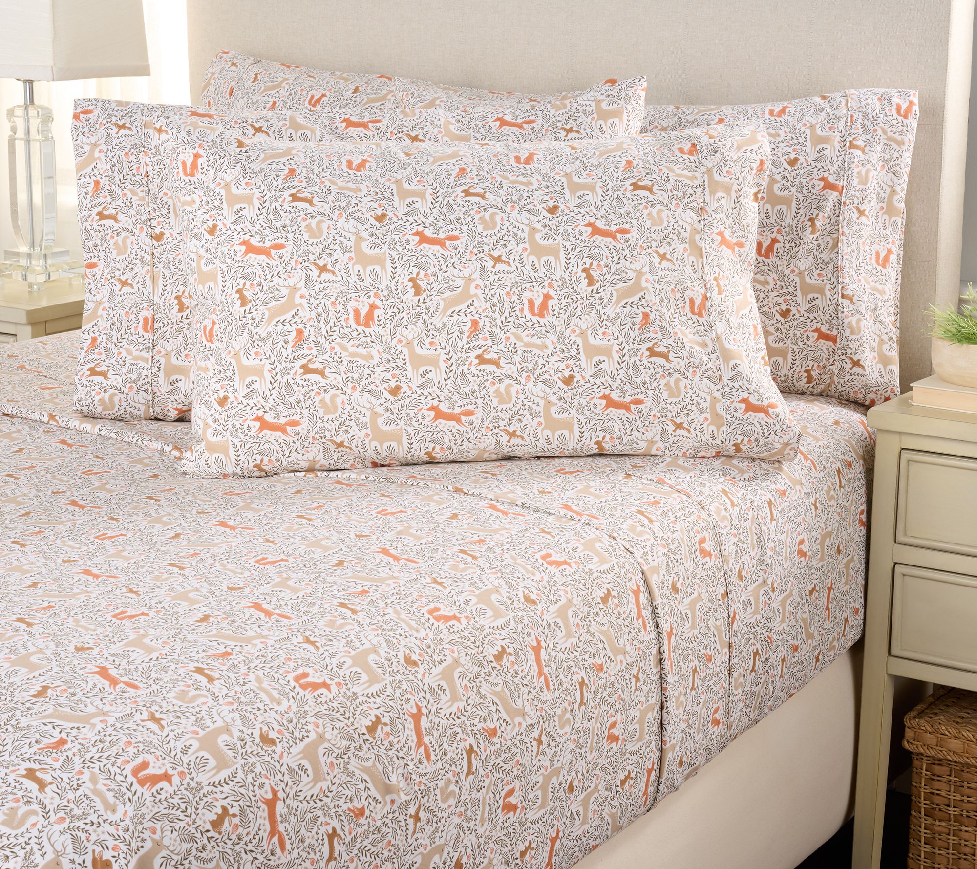 Home Reflections Double Brushed Harvest Printed 6pc Sheet Set