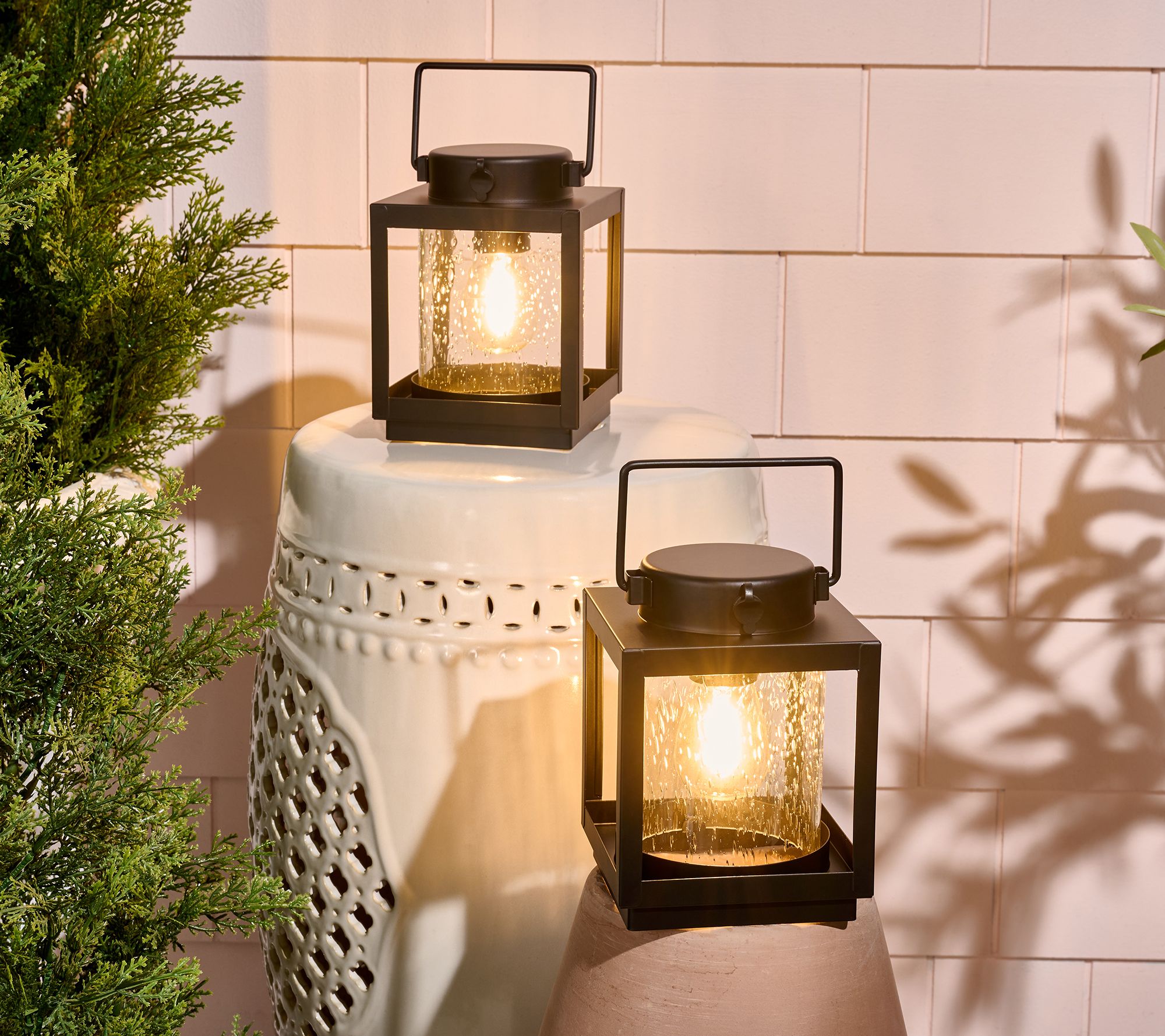 Home Reflections Set of (2) 6" Indoor/Outdoor Metal Lanterns