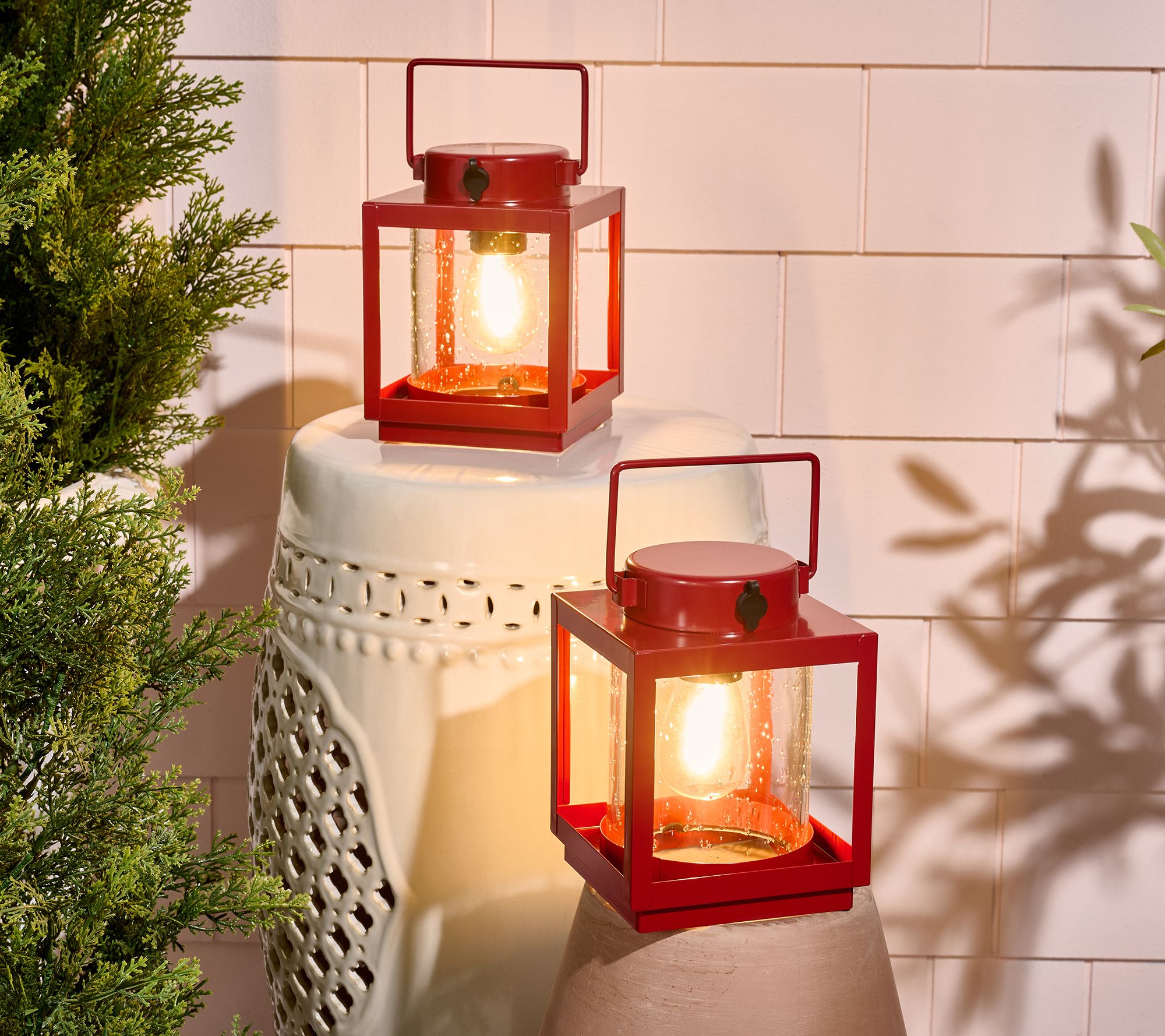 Home Reflections Set of (2) 6" Indoor/Outdoor Metal Lanterns