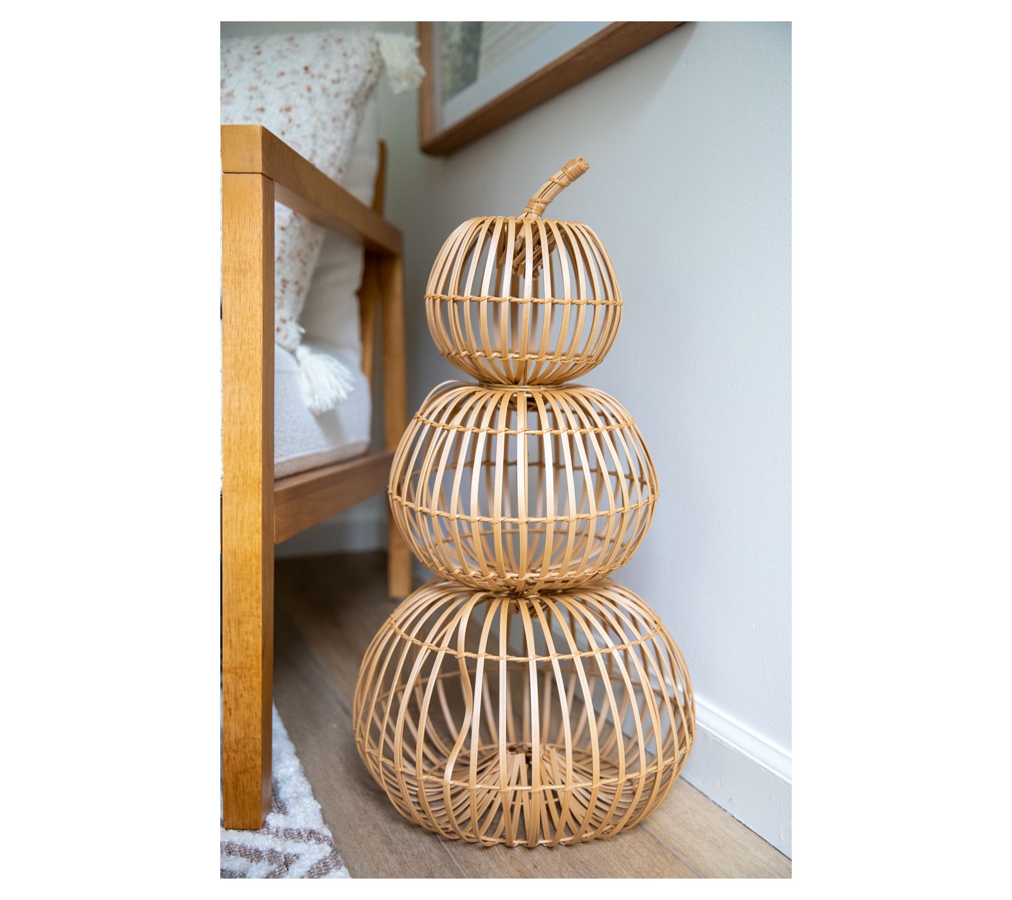 Indoor/Outdoor 24" Poly Rattan Pumpkin Stack by Lauren McBride