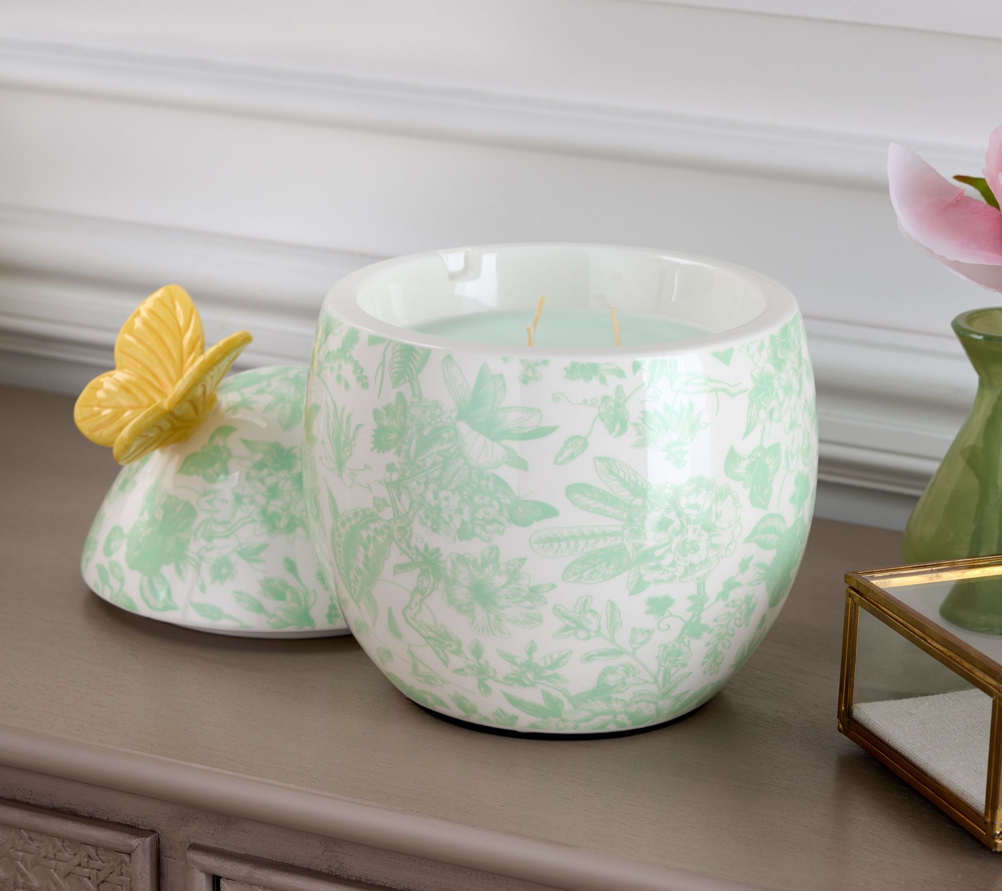 "As Is" HomeWorx by Slatkin & Co. 14oz Ceramic Toile Candle