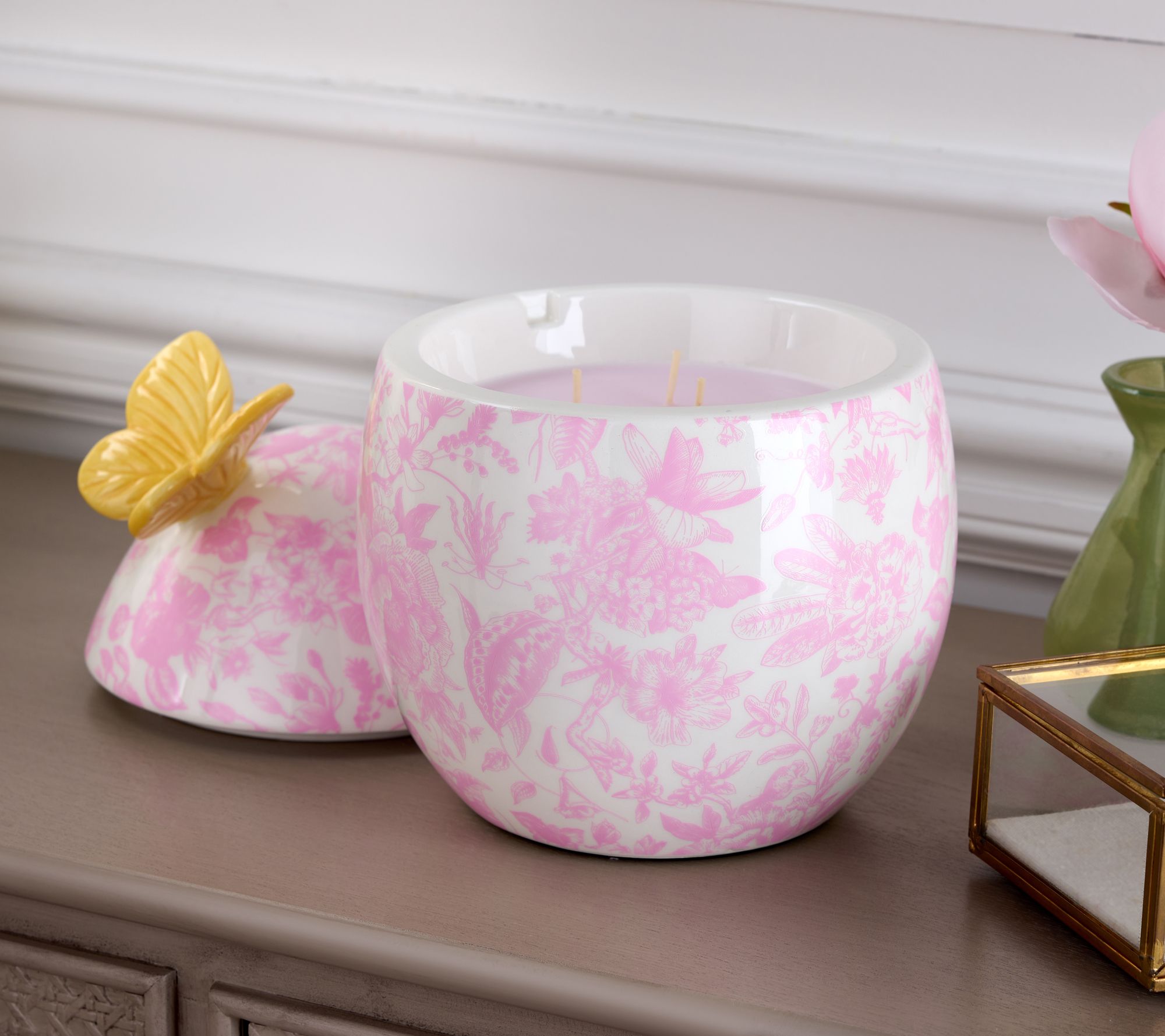 "As Is" HomeWorx by Slatkin & Co. 14oz Ceramic Toile Candle