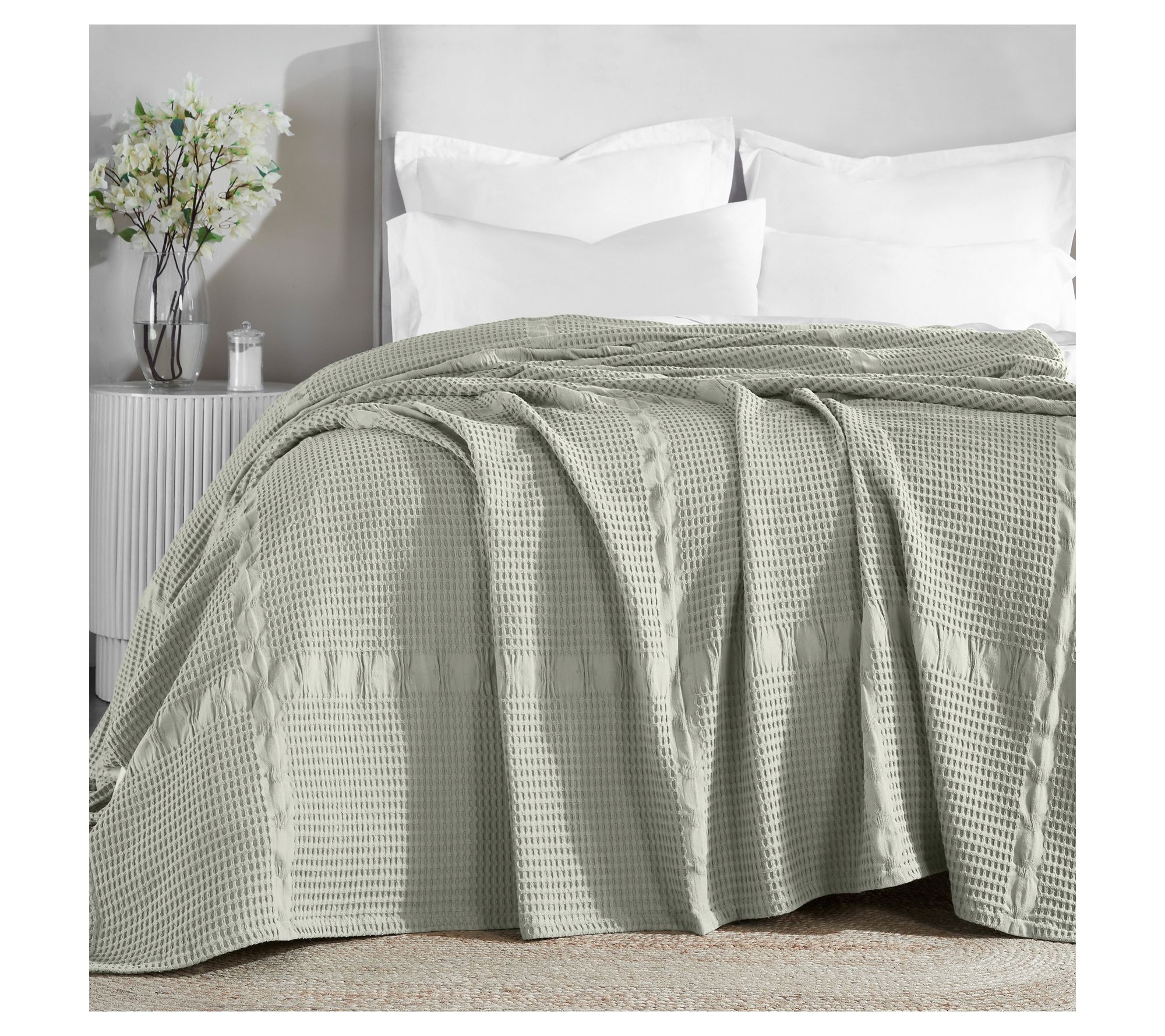 Superior Mai Geometric Waffle Cotton Blanket, Full Queen