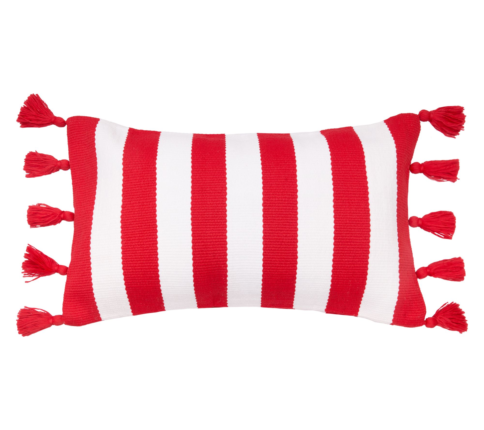 Cabana Red Stripes Tassels Pillow by Valerie