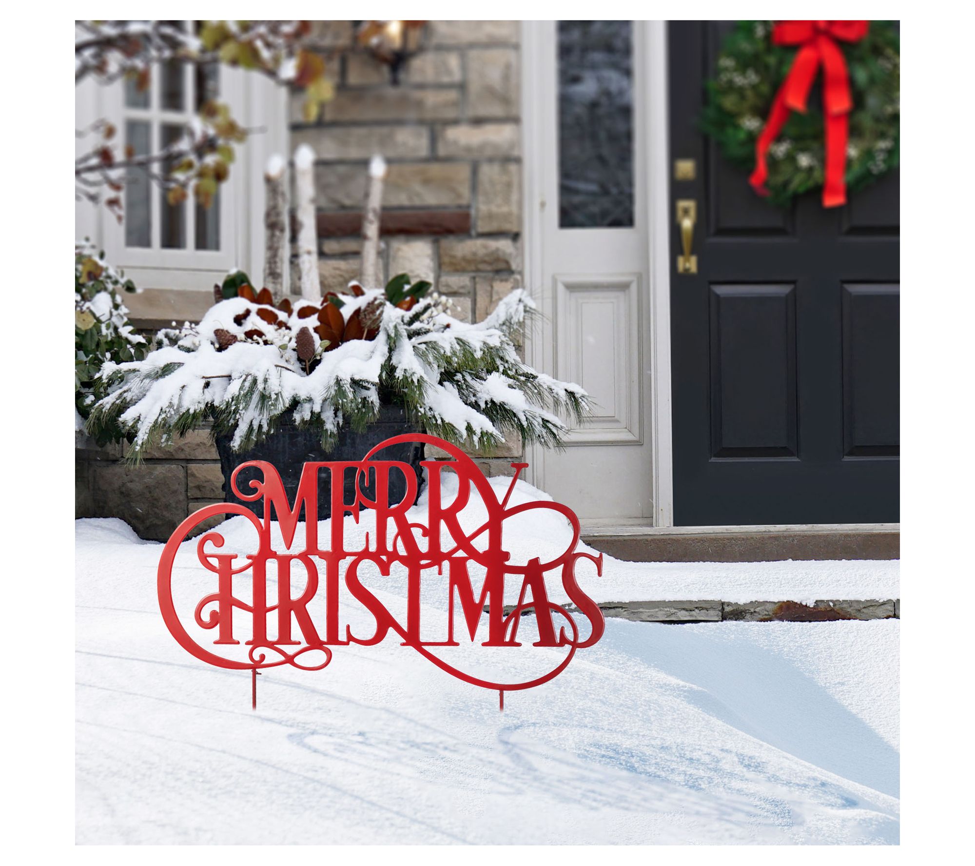 Glitzhome 36''L Metal "MERRY CHRISTMAS"  GardenStake