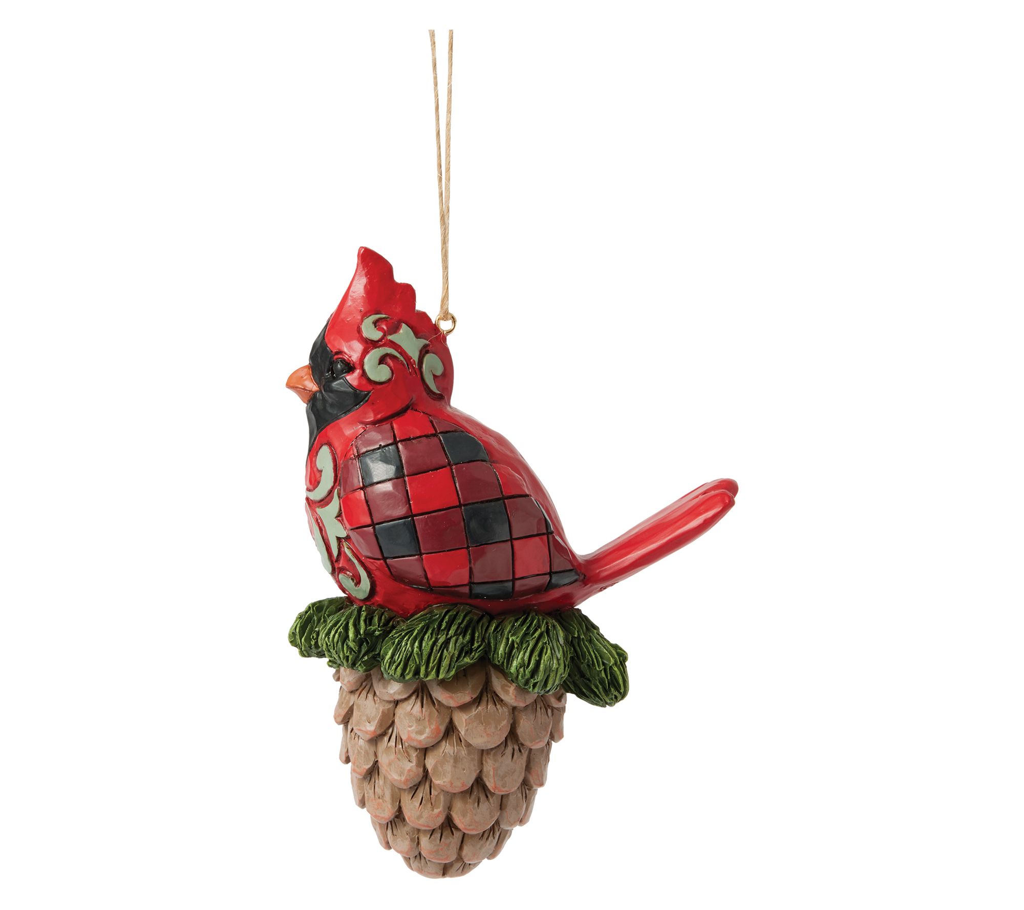 Jim Shore Highland Glen Cardinal Pine ChristmasOrnament 4.5in