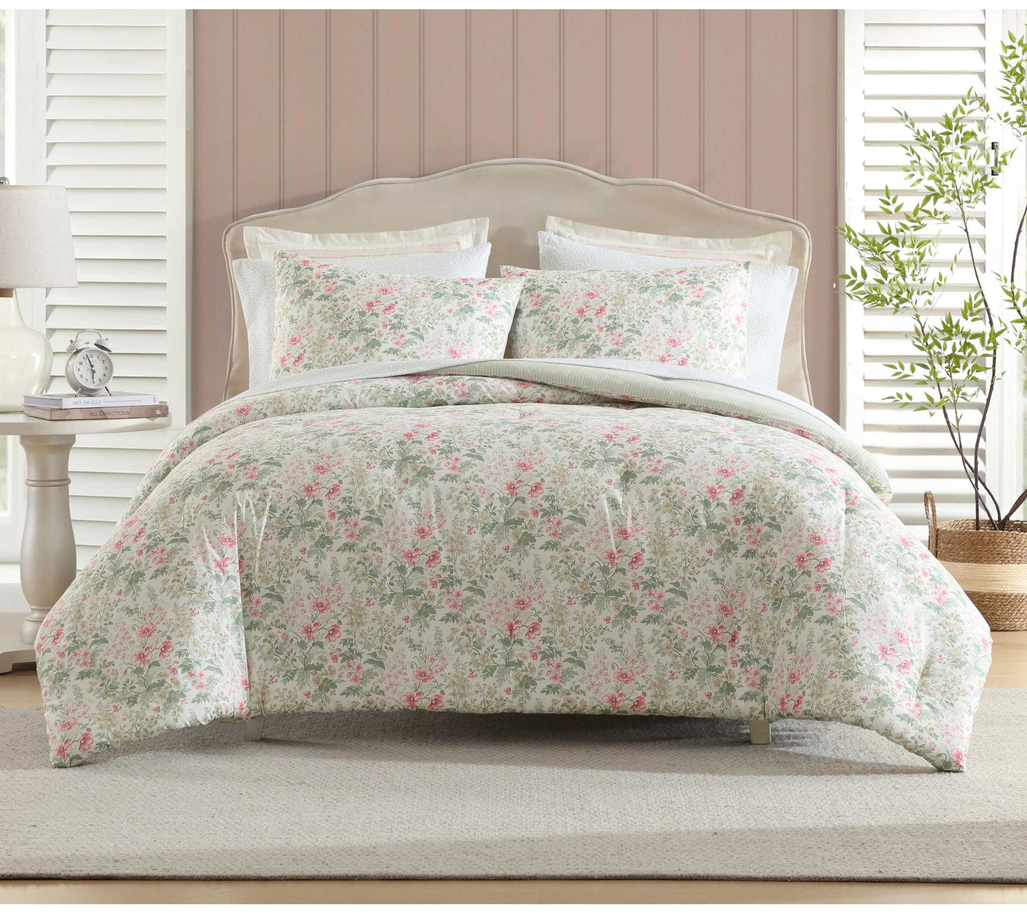 Laura Ashley Arden Floral Pink-Green Twin XL Comforter Set