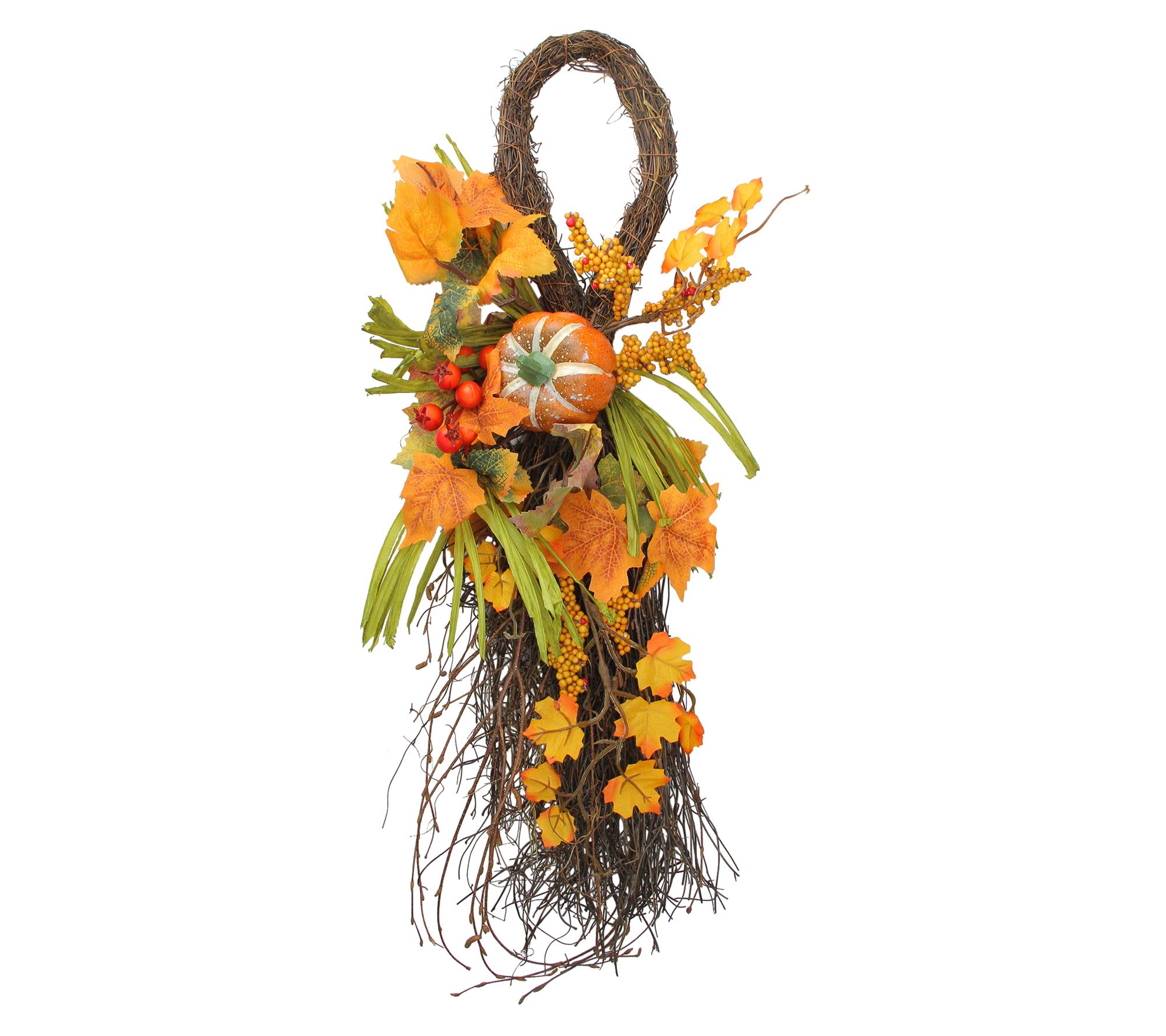 Northlight 26" Harvest Berries and Pumpkin Teardrop Swag