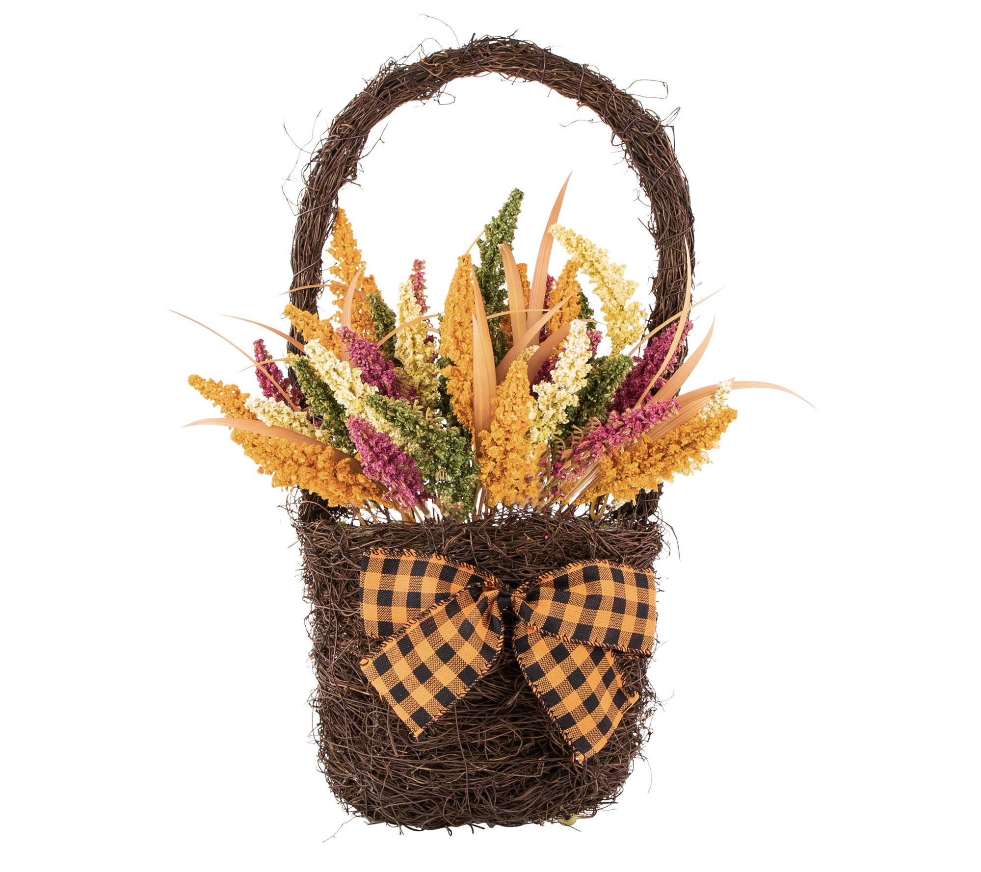 Northlight Harvest Hanging Basket with Foliageand Bow 22"