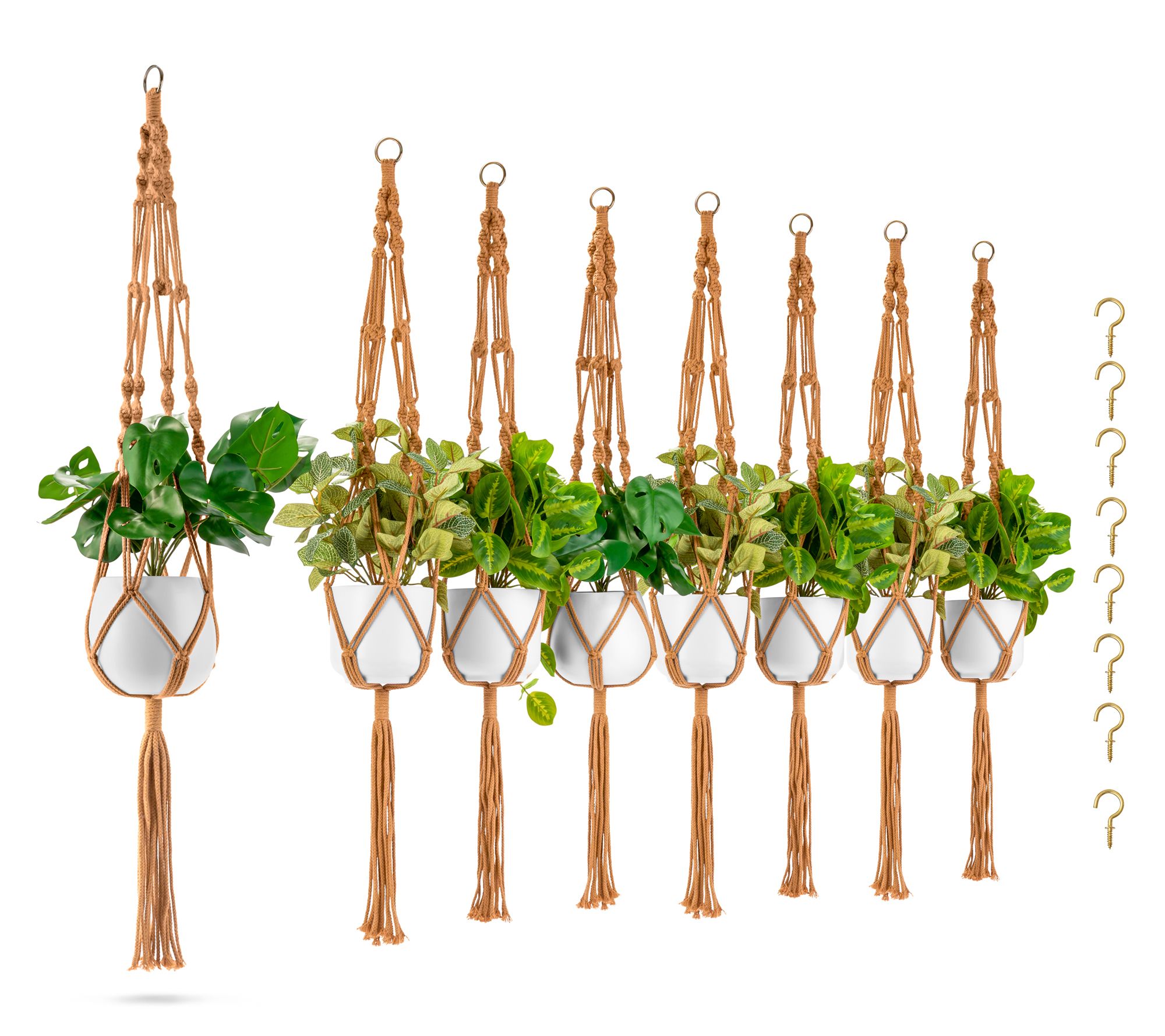 Sorbus Macrame Plant Hanger with Cotton Rope for 8-Pack