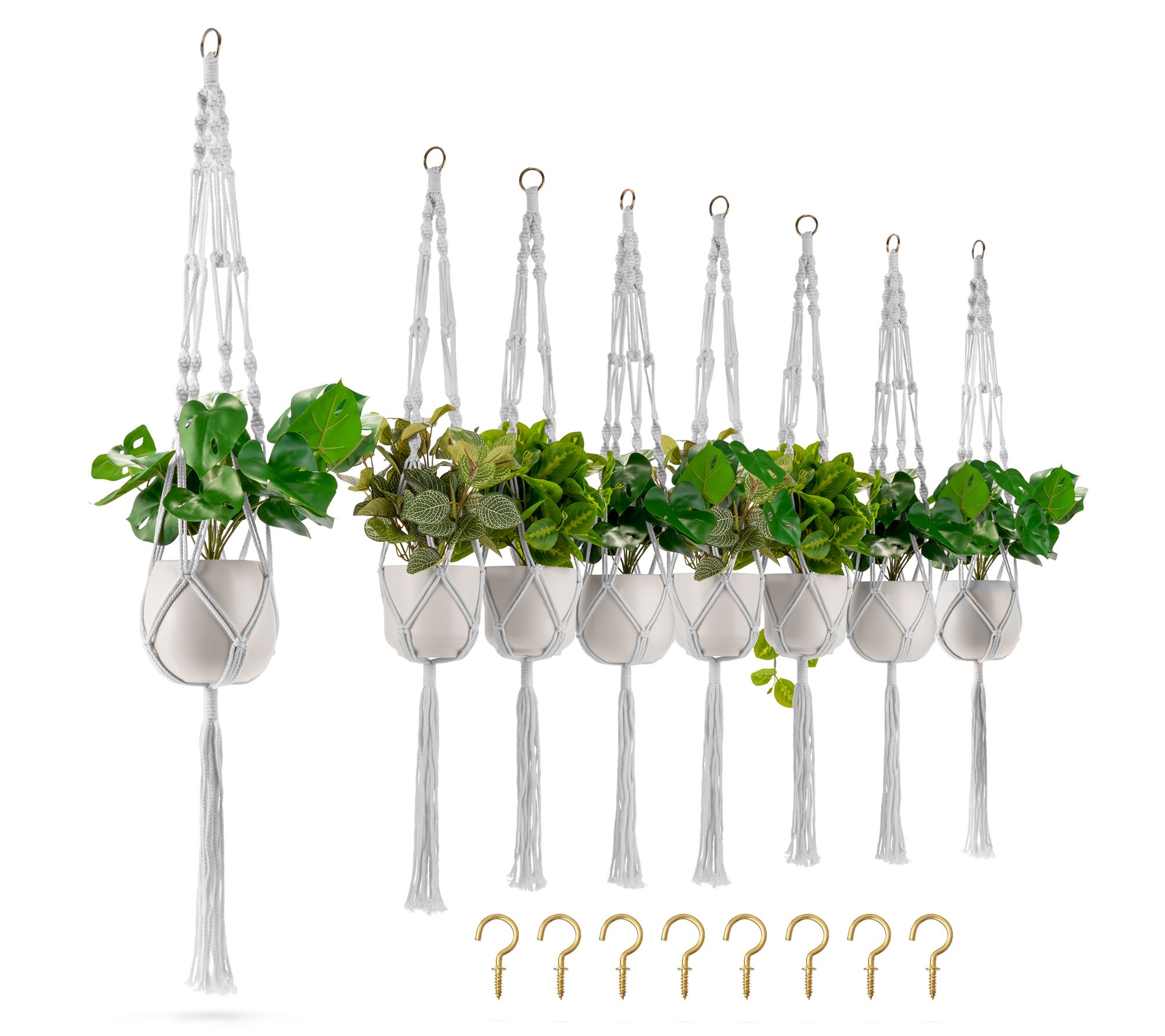 Sorbus Macrame Plant Hanger with Cotton Rope for 8-Pack