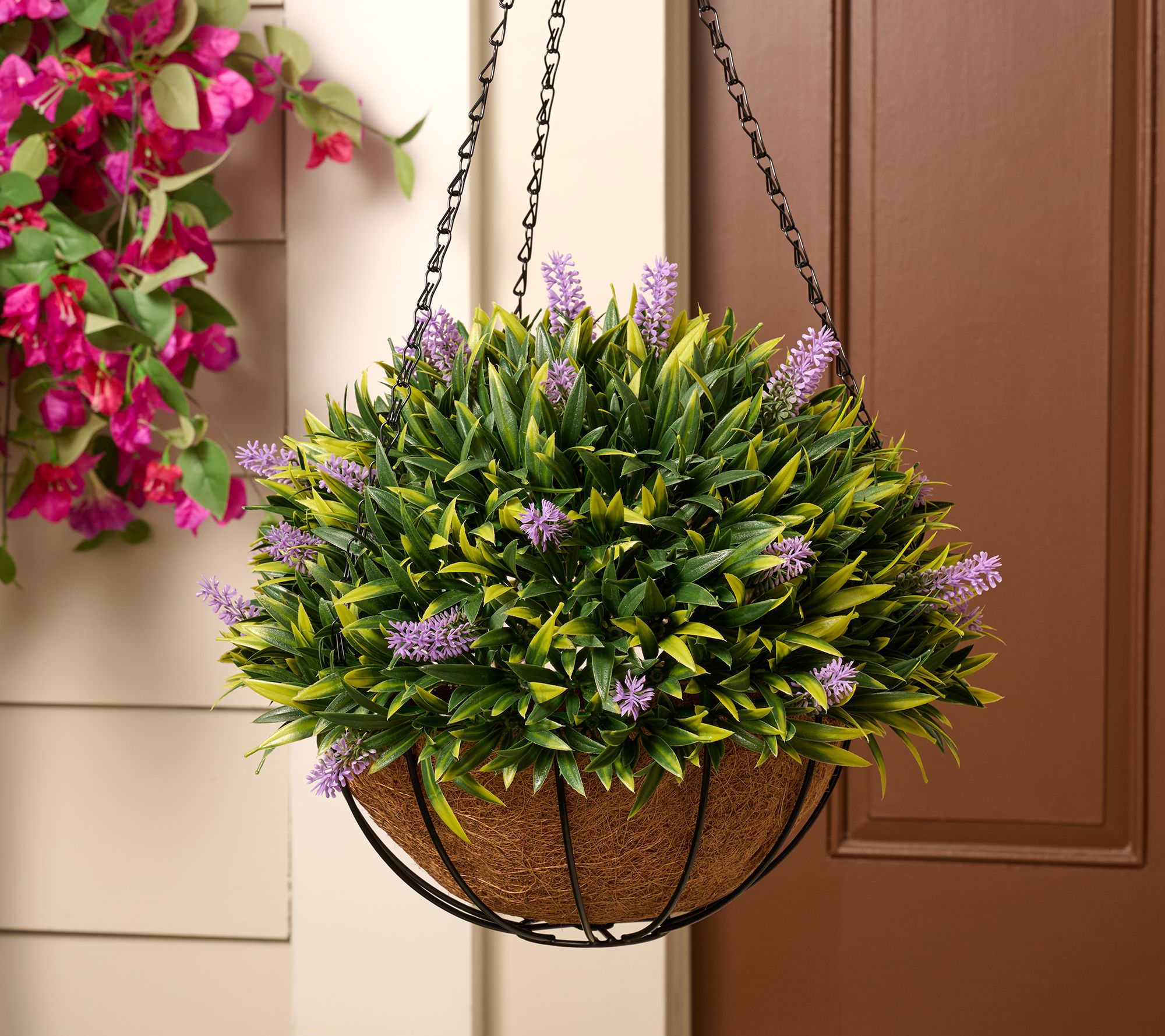Wicker Park 17" Faux Floral Indoor/Outdoor Spring Hanging Basket