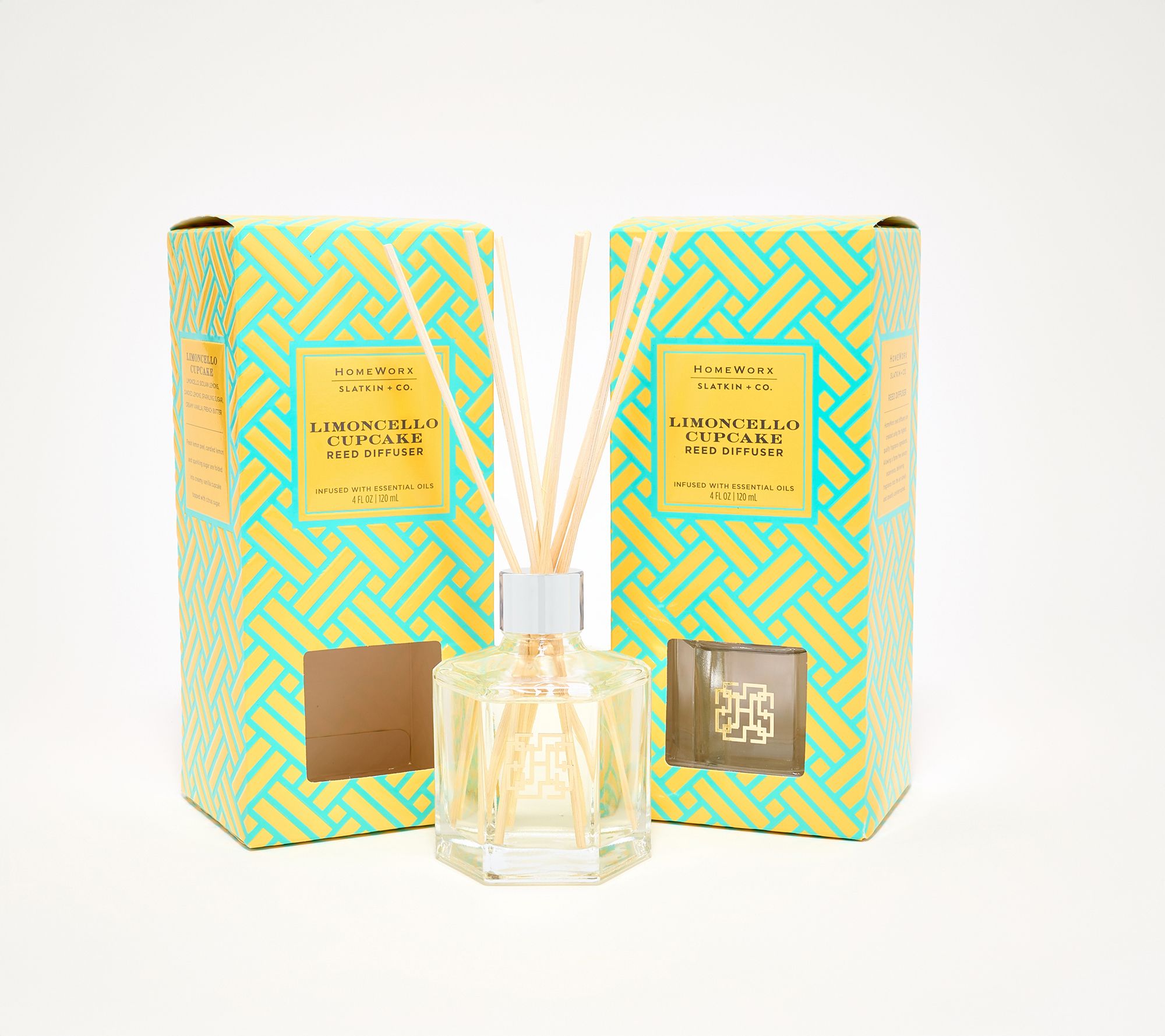 HomeWorx by Slatkin + Co. S/2 SpringFling Reed Diffusers Limon Cupcake