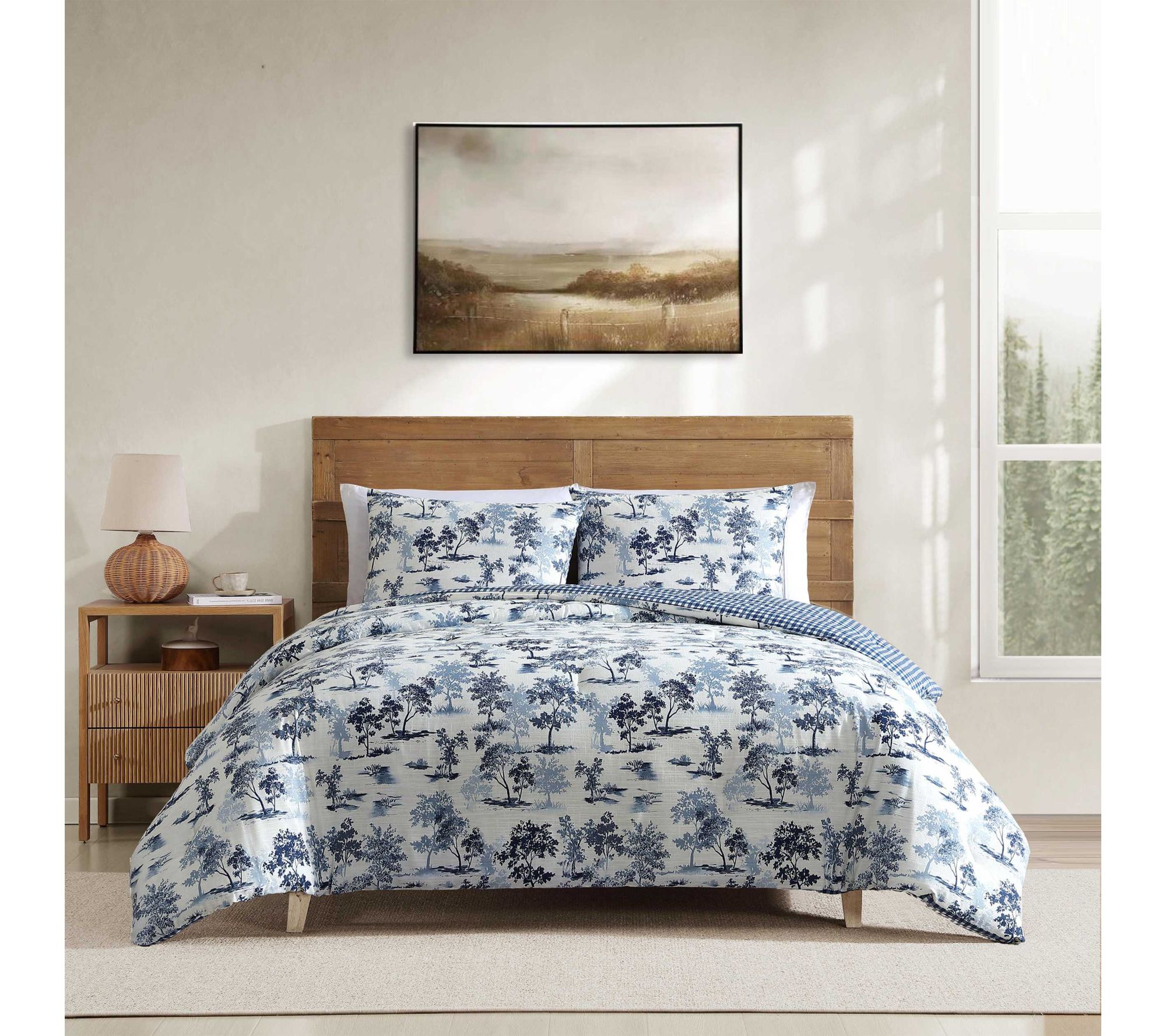Eddie Bauer Vintage Blue Toile Cotton Twin Comforter Set