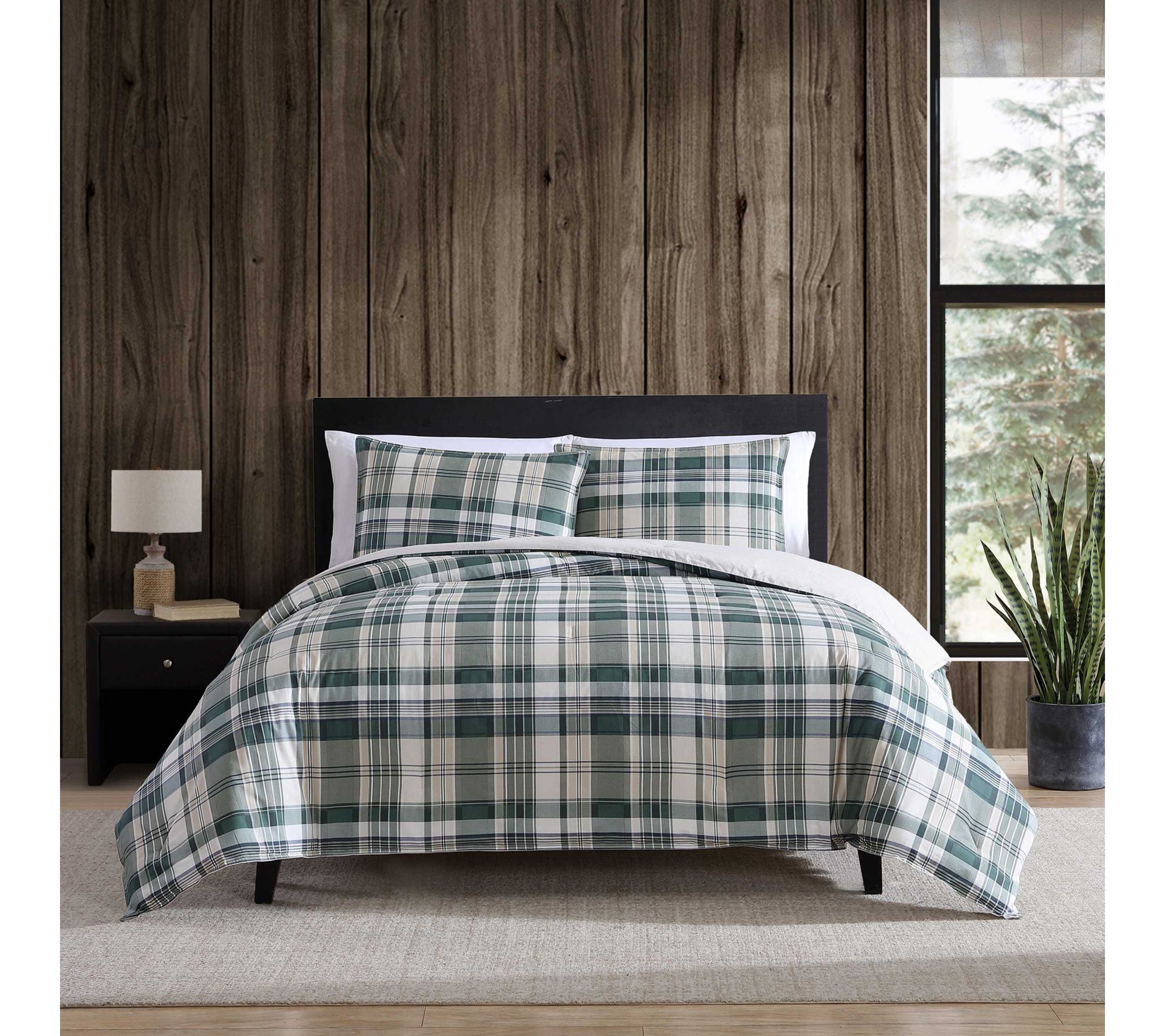 Eddie Bauer Timbers Plaid Green Twin Duvet Cover Set