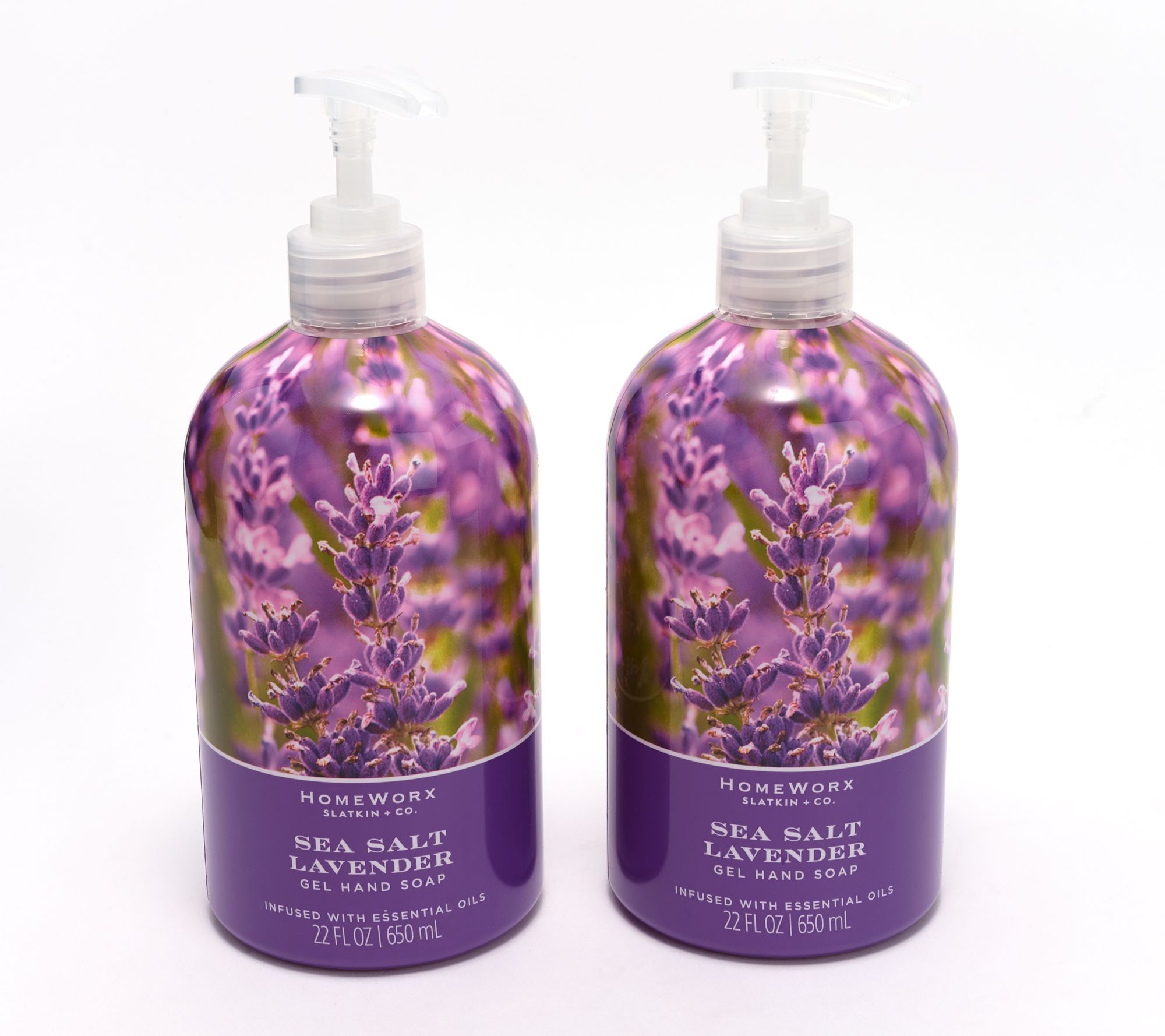 HomeWorx by Slatkin + Co. S/2 22oz Sea Salt Lavendar Gel Hand Soaps