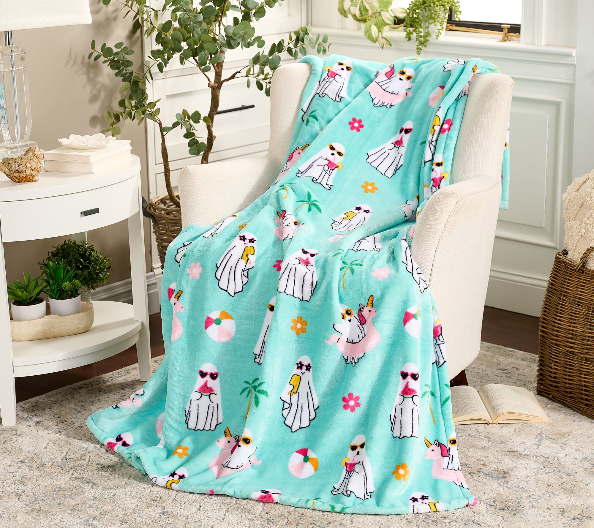 "As Is" Hay & Harvest 60x80 Halloween Plush Printed Throw