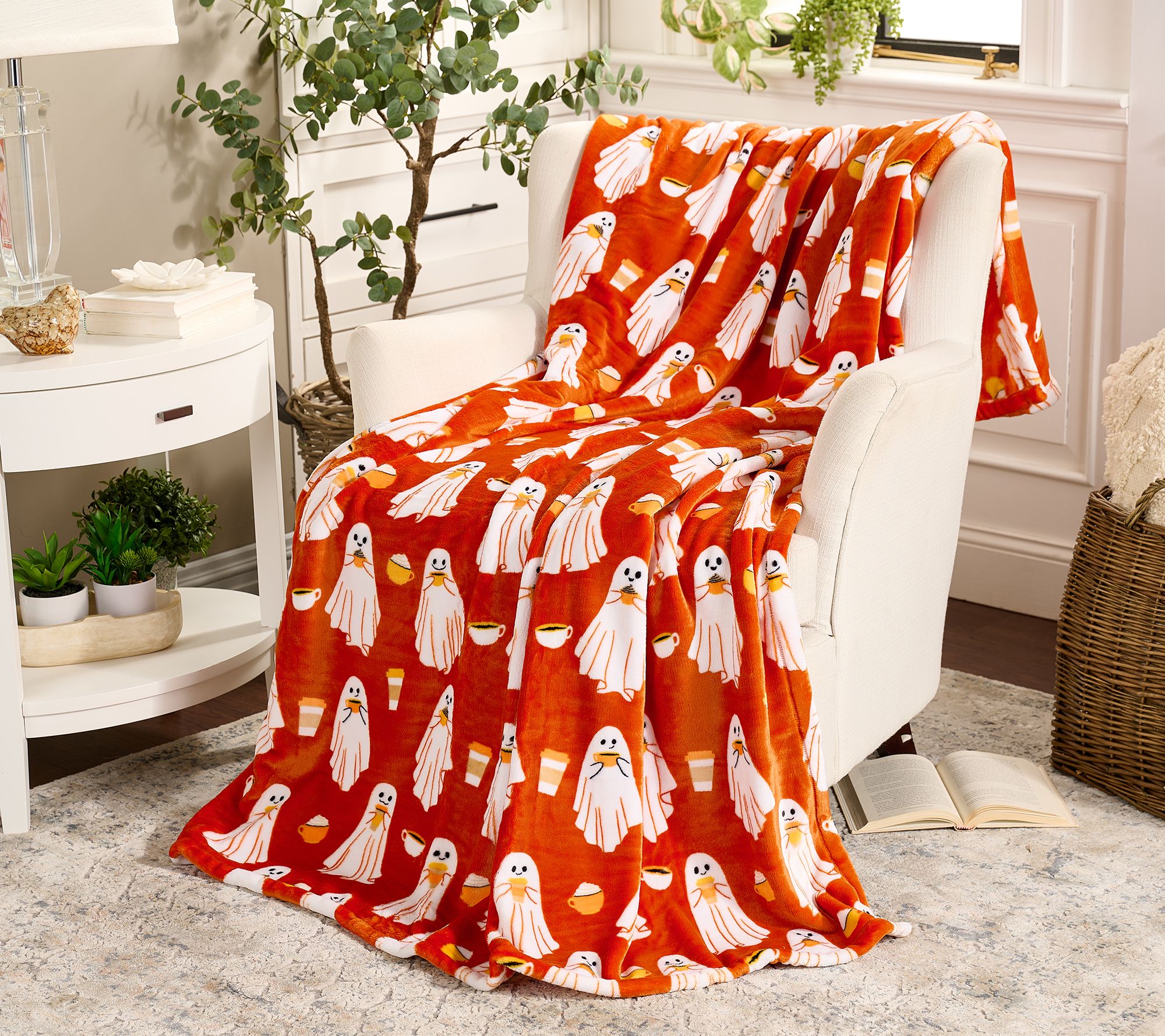 "As Is" Hay & Harvest 60x80 Halloween Plush Printed Throw