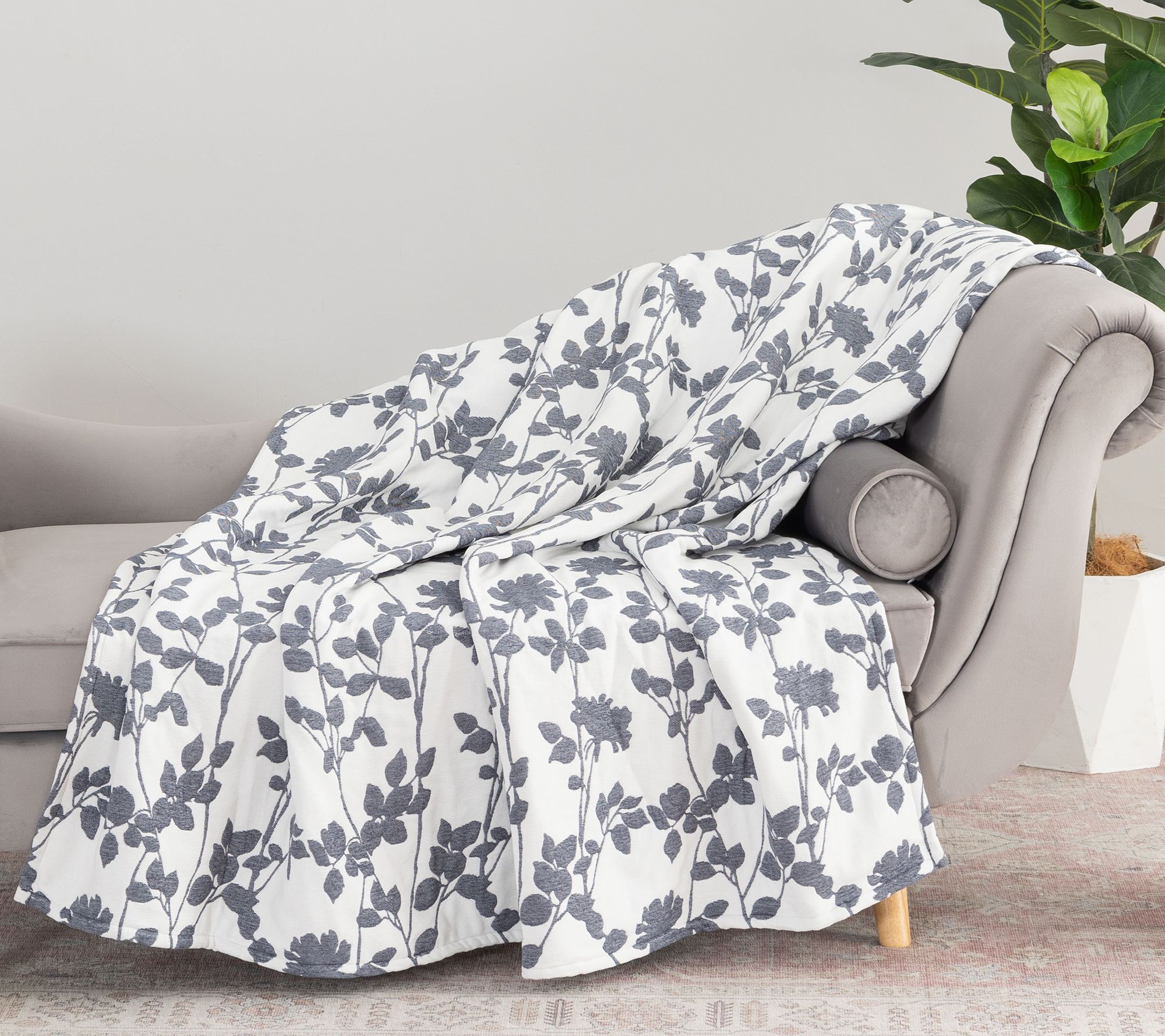 "As Is" Berkshire 60x70 Floral Vine Micro Chenille Plush Throw