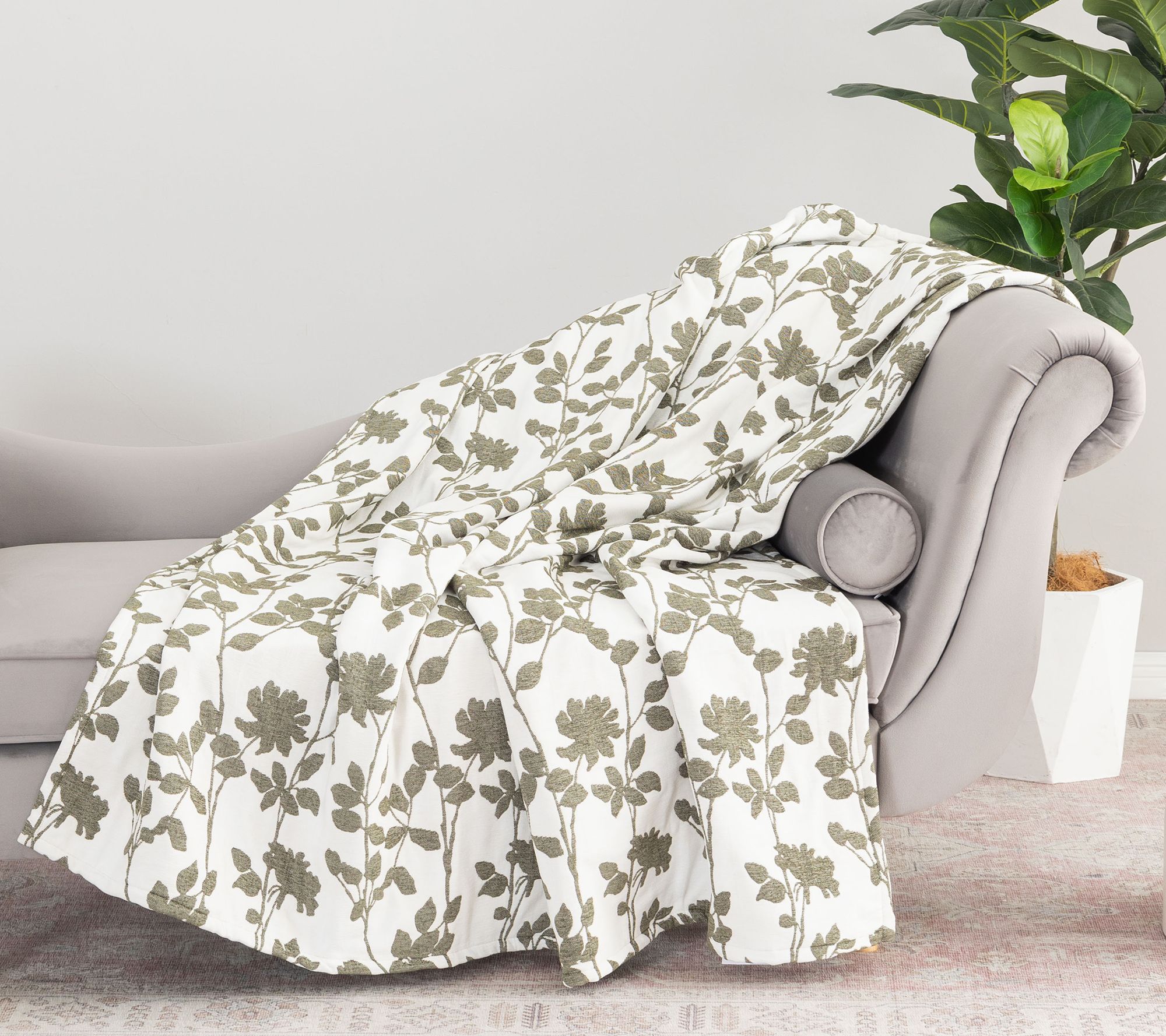 "As Is" Berkshire 60x70 Floral Vine Micro Chenille Plush Throw