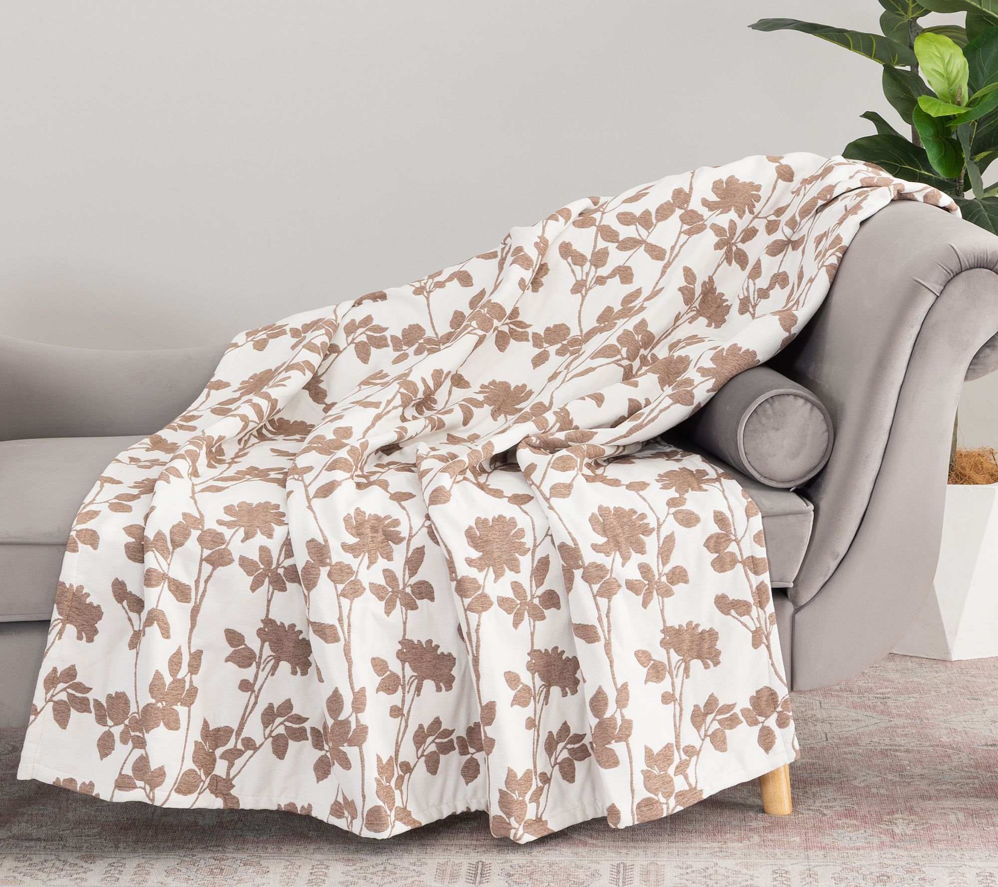 "As Is" Berkshire 60x70 Floral Vine Micro Chenille Plush Throw