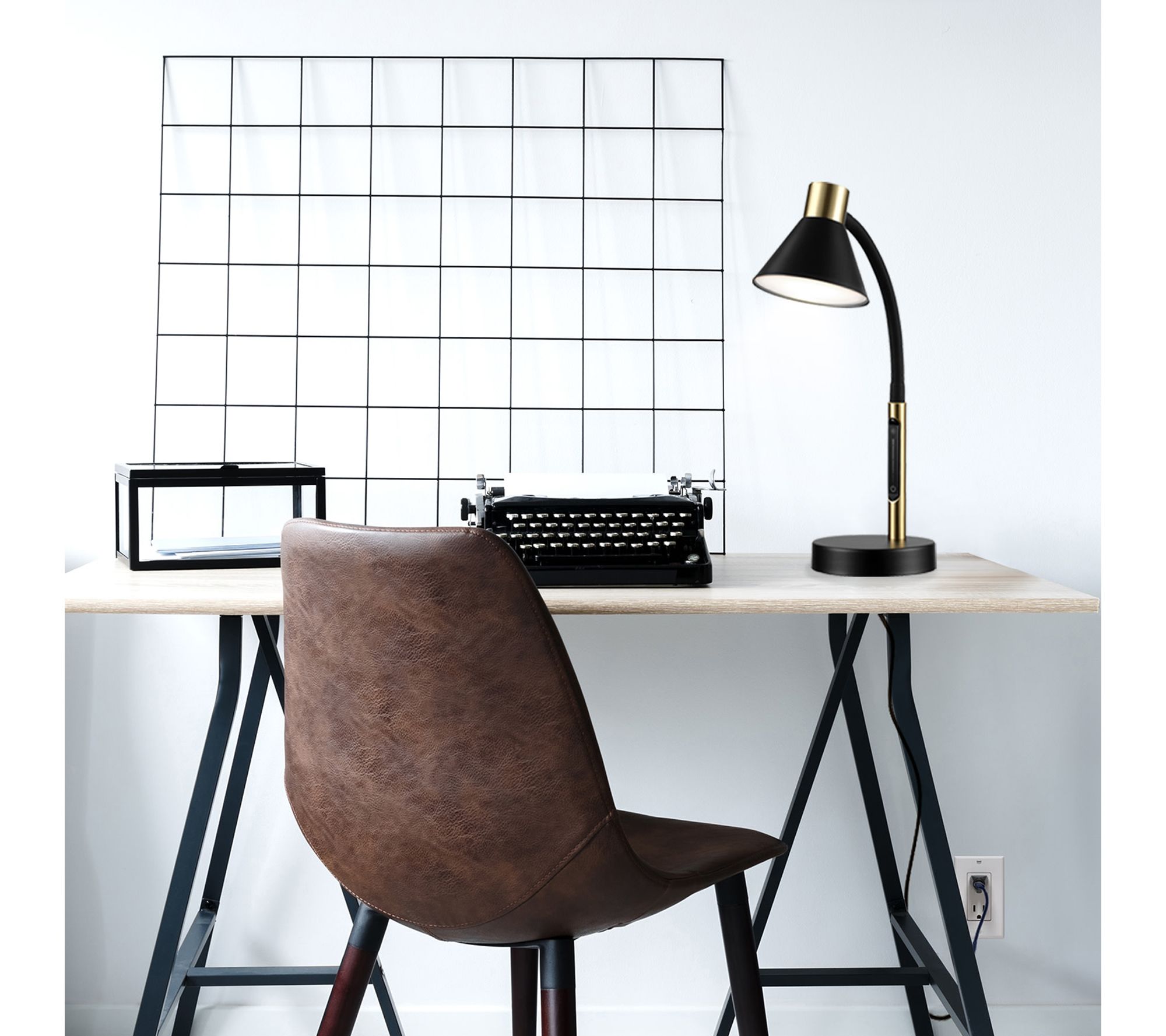 Globe Electric LED Adjustable Gooseneck Matte Black Desk Lamp