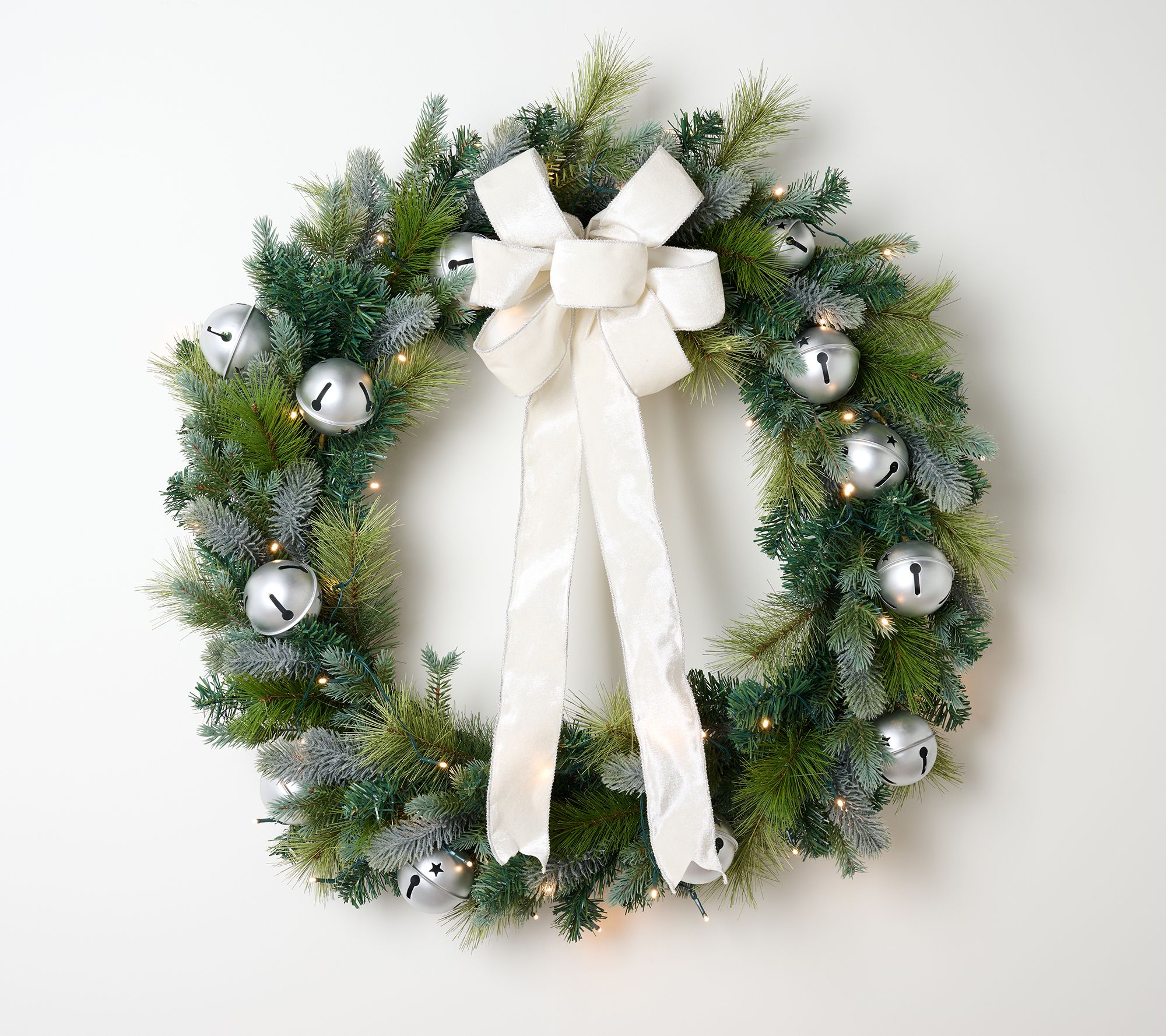 Home Reflections 32" Lit Oversized Bell Wreath