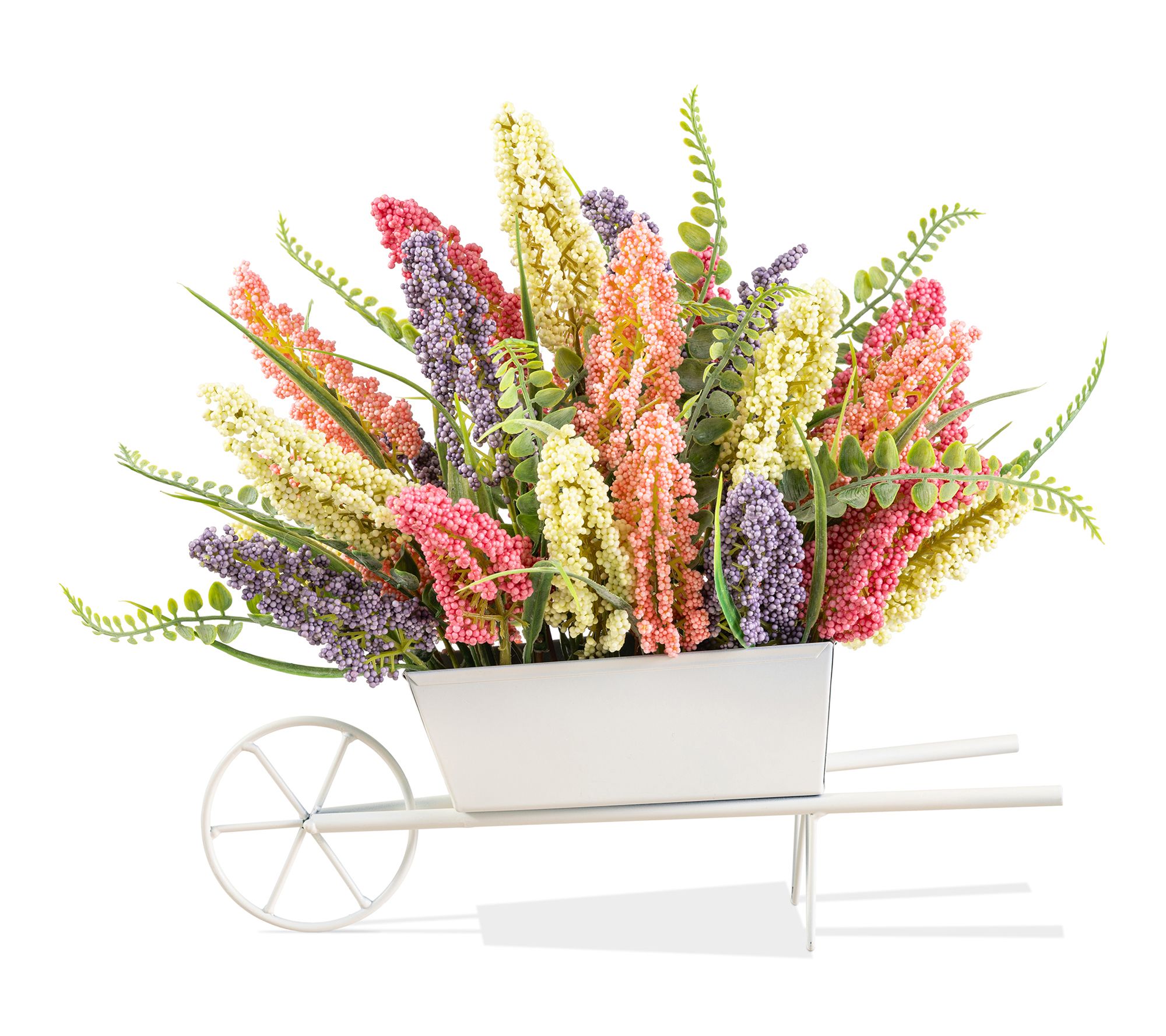 Glitzhome Pink Purple Yellow Mixed Heather CartCenterpiece