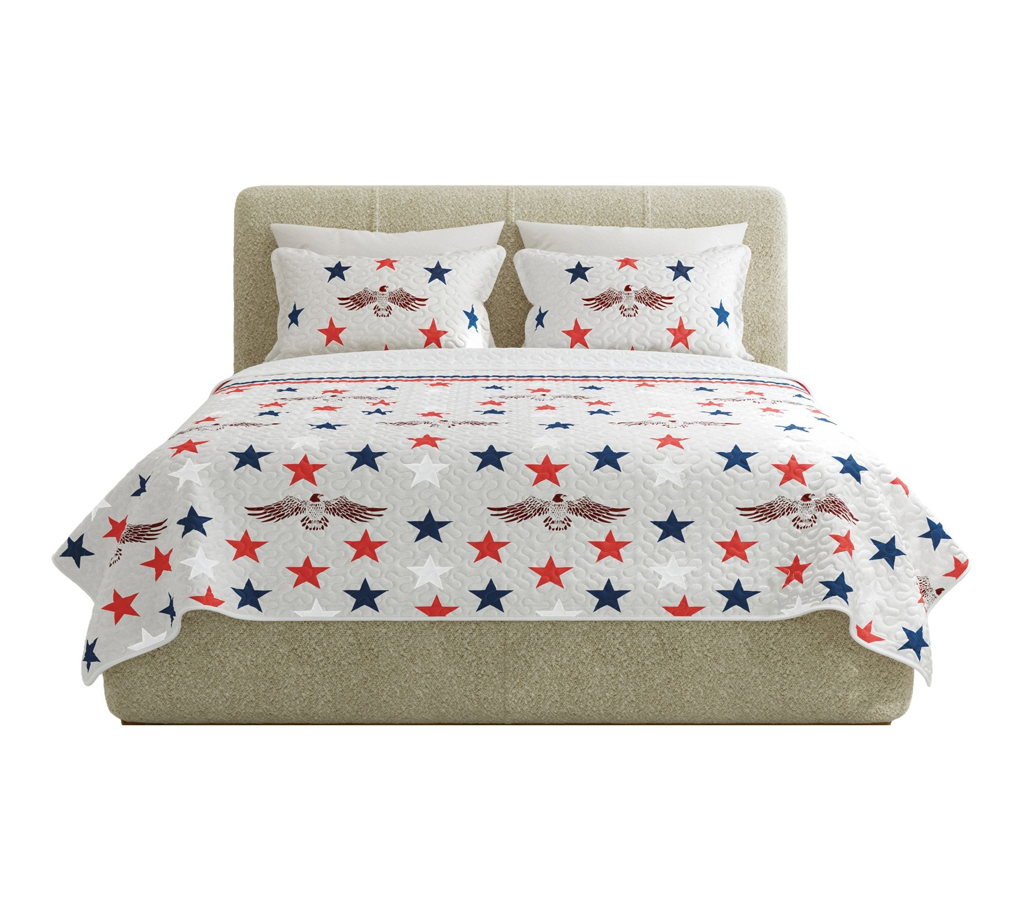 Lavish Home 3-Piece King Quilt Set Patriotic Star Pattern