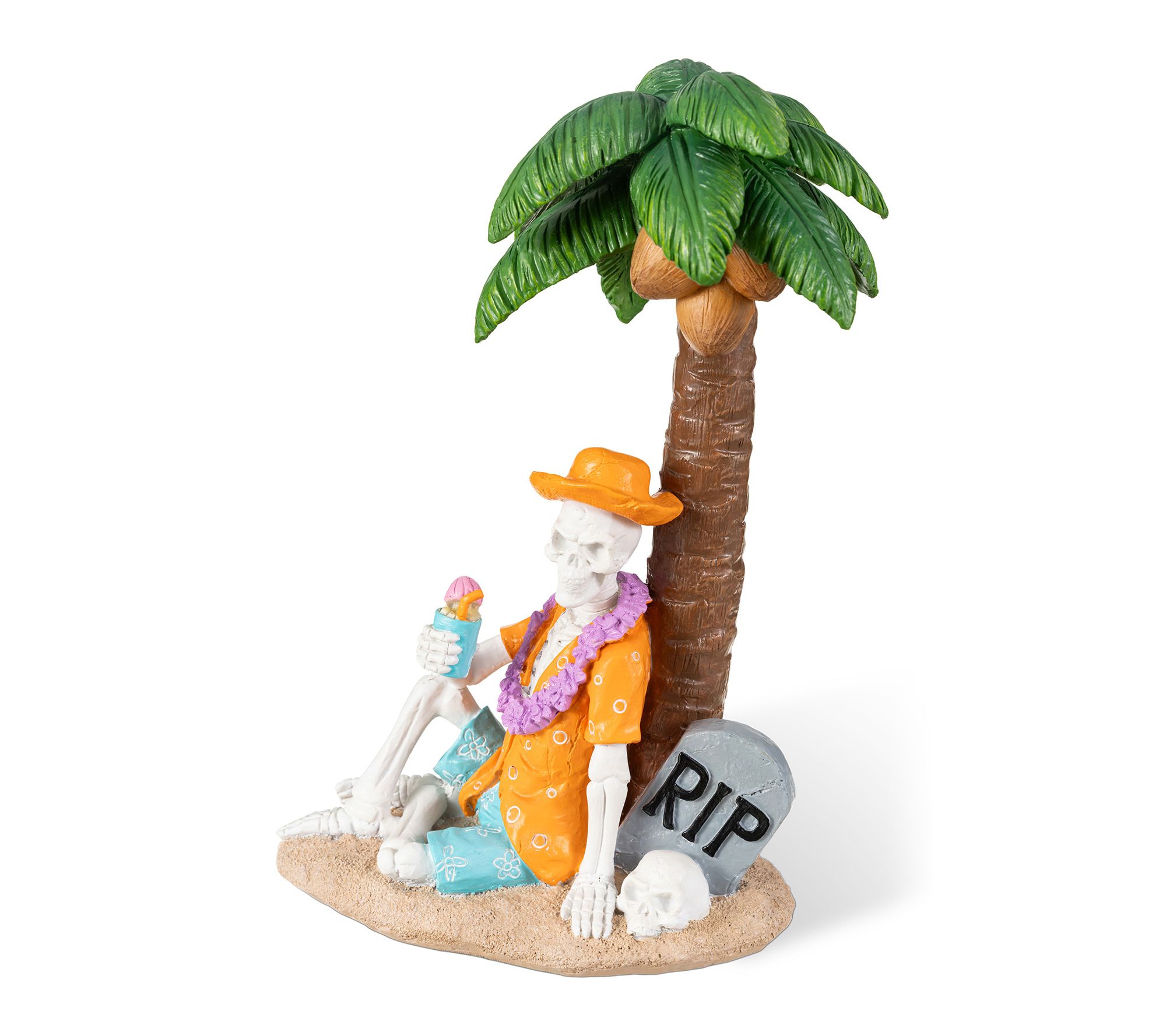 Glitzhome 11.5"H Halloween Skeleton on Beach Table