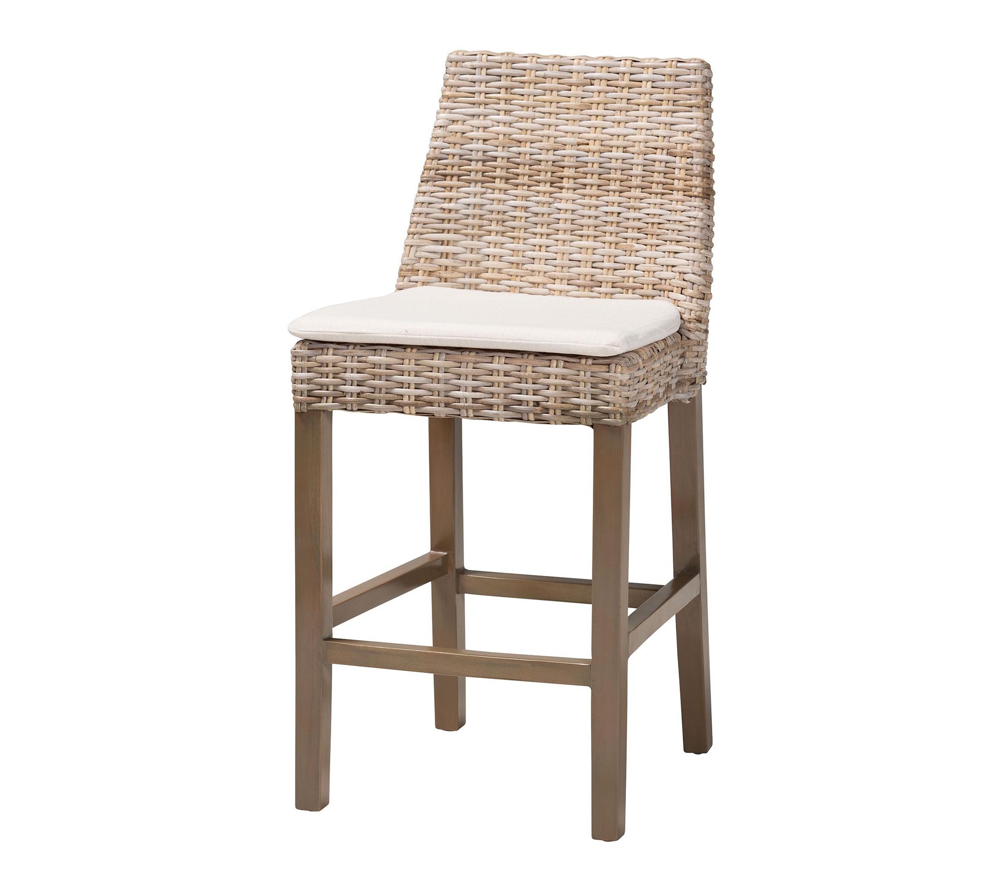 bali & pari Toby Grey Kubu Rattan and Wood Counter Stool