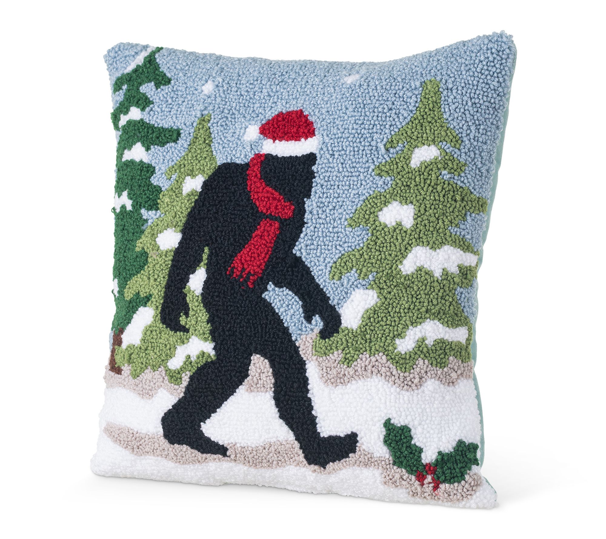 Glitzhome 18"L Hooked Christmas Bigfoot Pillow