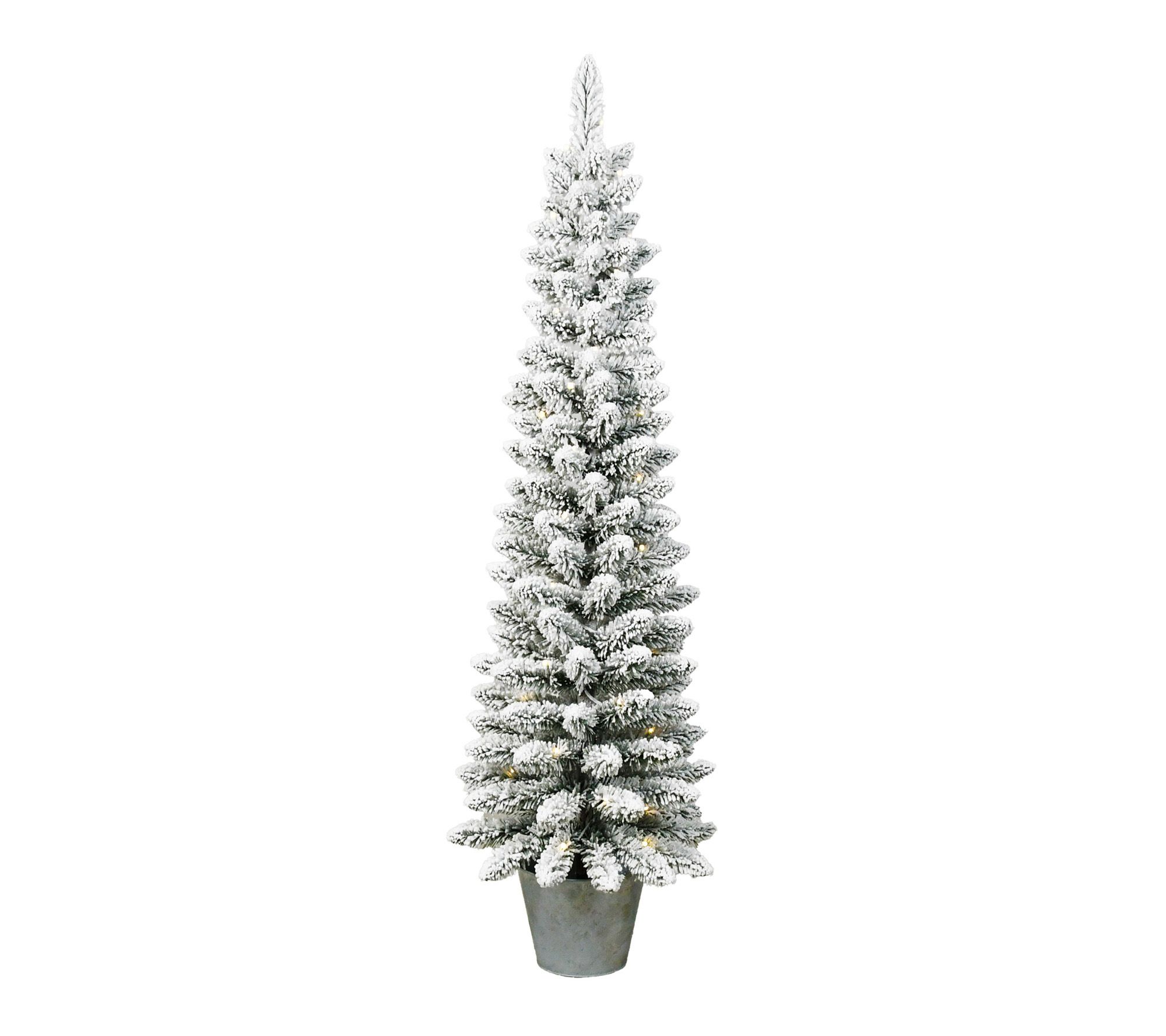 Santa's Workshop Inc 5' Pre-Lit Flocked Slim Christmas Tree