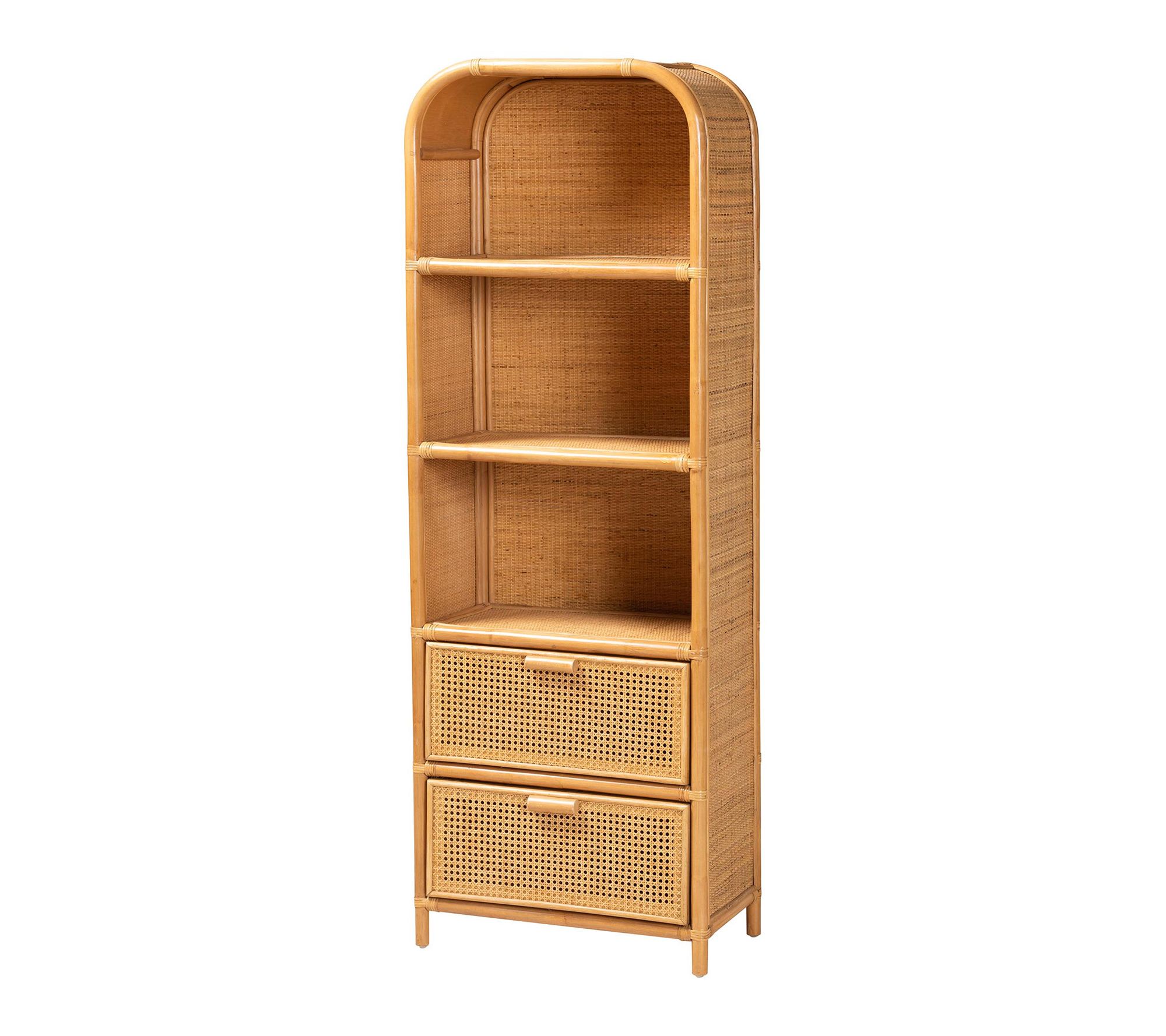 bali & pari Curacao Light Honey Rattan 2 -Drawer Bookcase