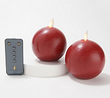  Luminara Set of 2 Flameless 3" Wax Spheres with Remote - H223697