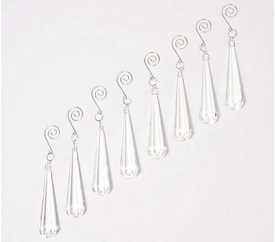 Set of 8 Faceted Glass Drop Ornaments by Valerie
